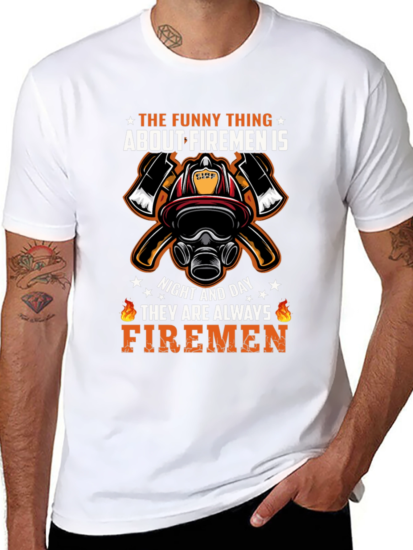 Black Firemen Graphic T-Shirt - Always Firemen Design view 8
