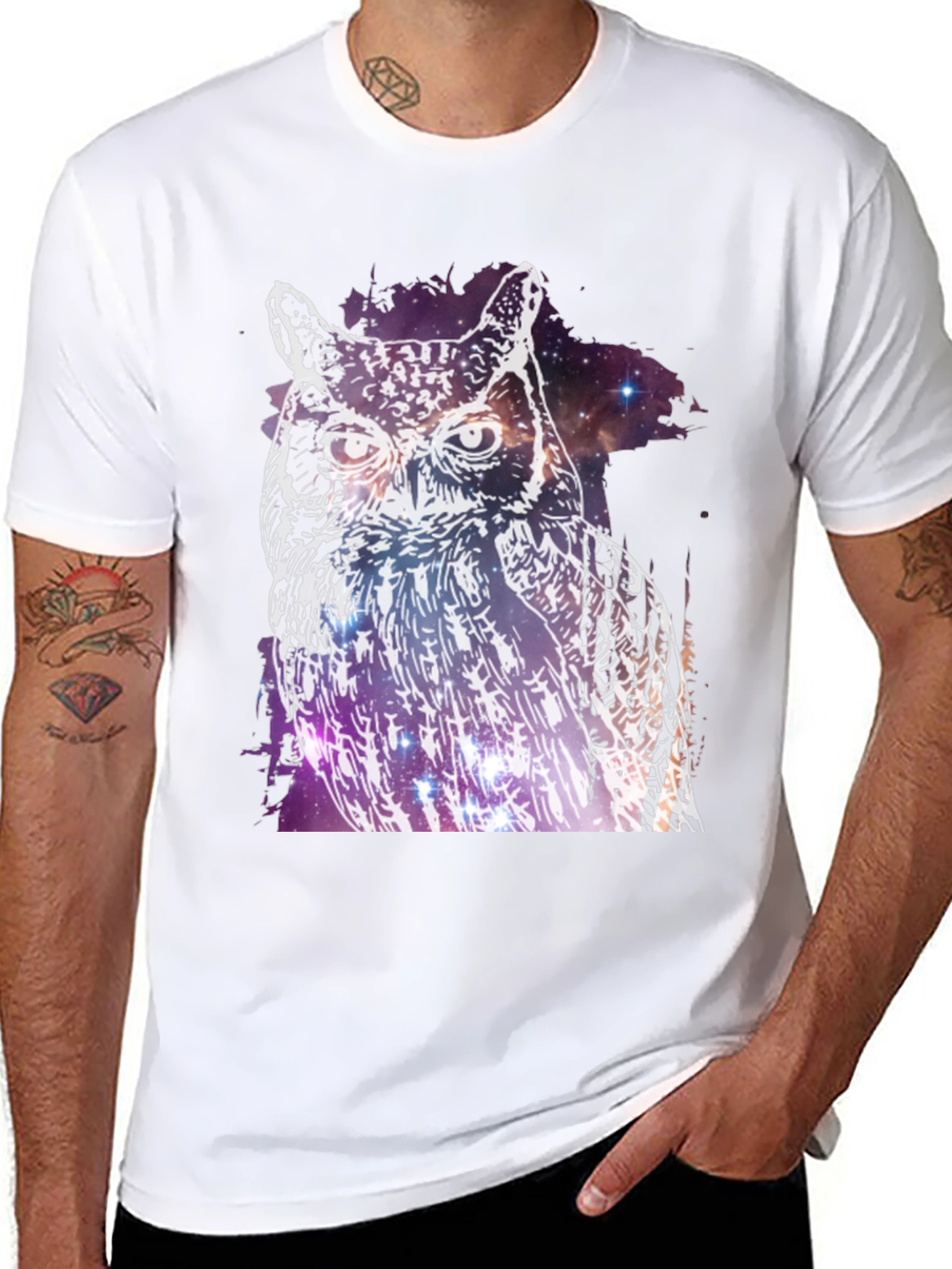 Black Cosmic Owl Graphic Tee - Black view 8