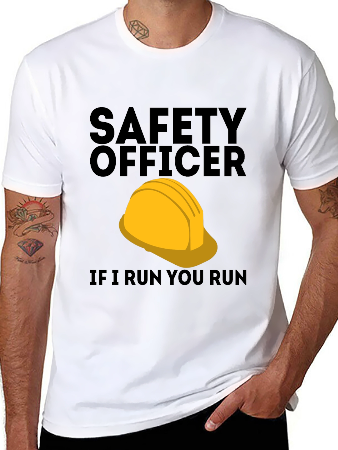 Black Safety Officer Hard Hat Graphic Tee view 8