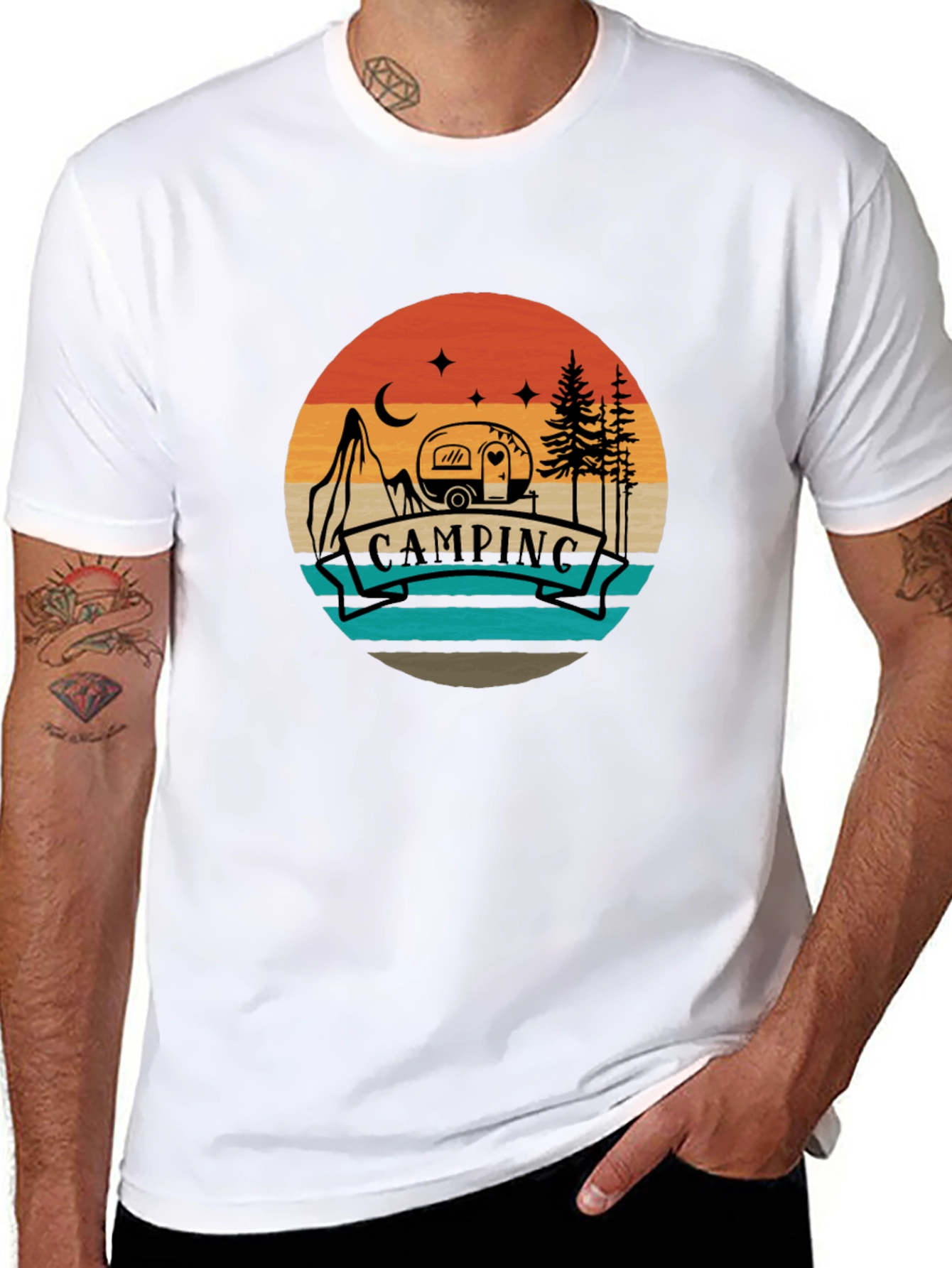 Black Camping Adventure Tee - Retro Graphic T-Shirt view 8
