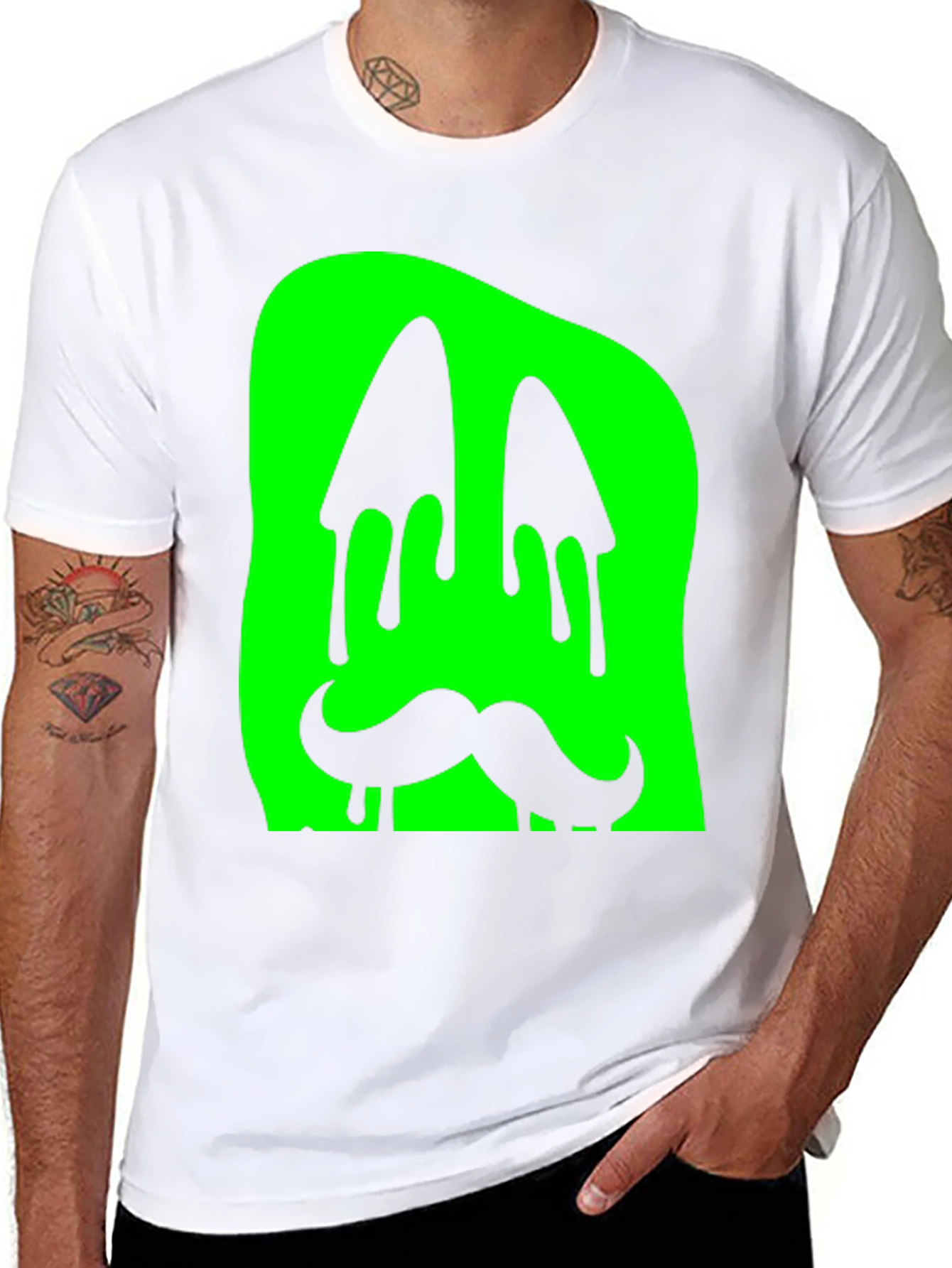 Black Green Slime Monster Face Graphic T-Shirt view 8