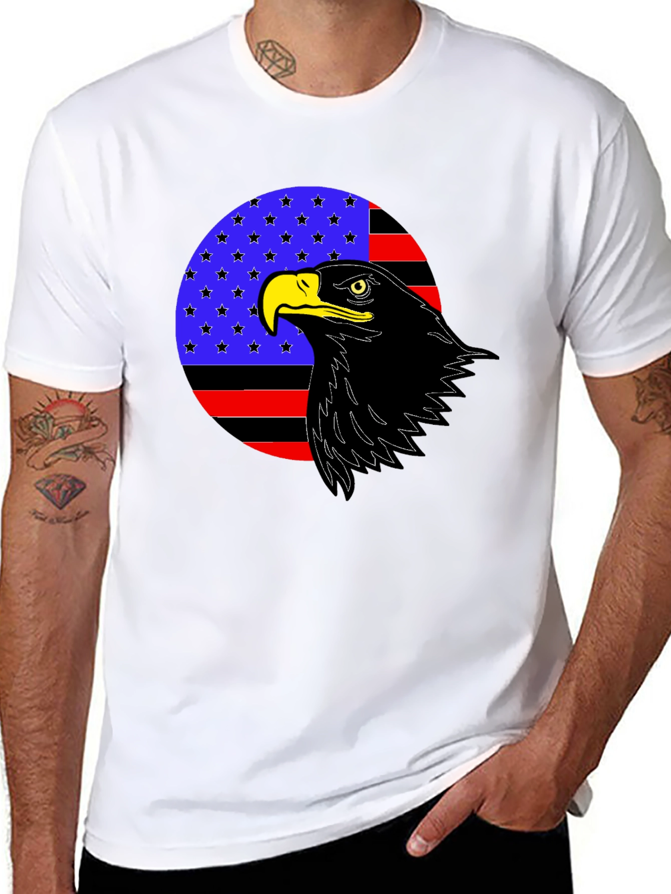 Black American Eagle Patriotic T-Shirt view 8
