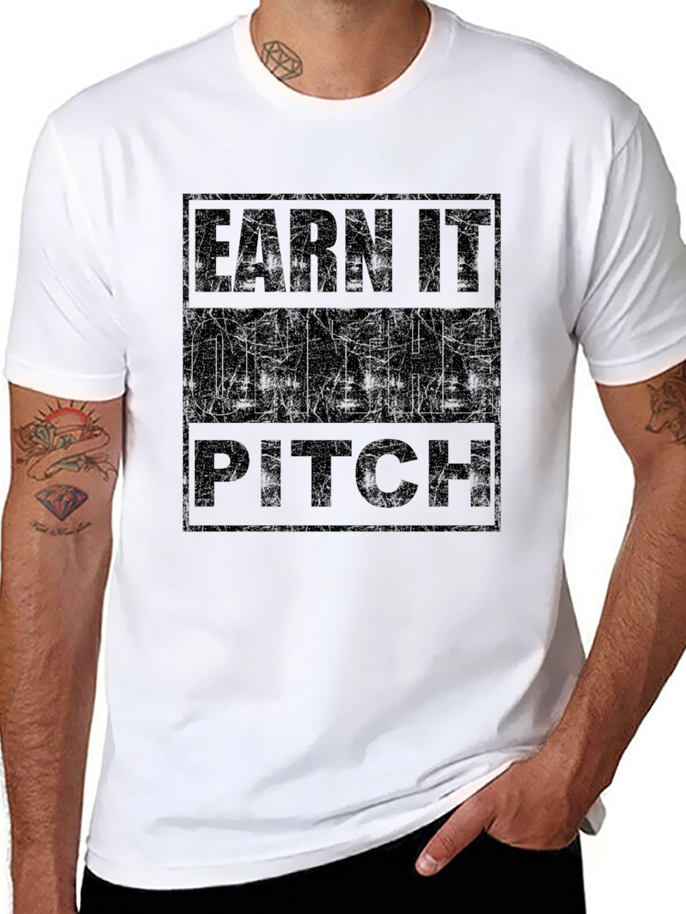 Black Earn It On The Pitch T-Shirt - Black Graphic Tee view 8