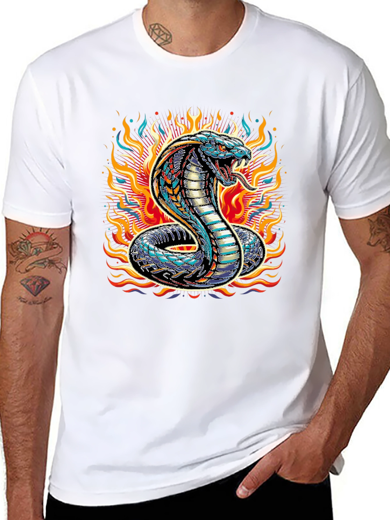 Black Fiery Cobra Graphic Tee - Men's Black T-Shirt view 8