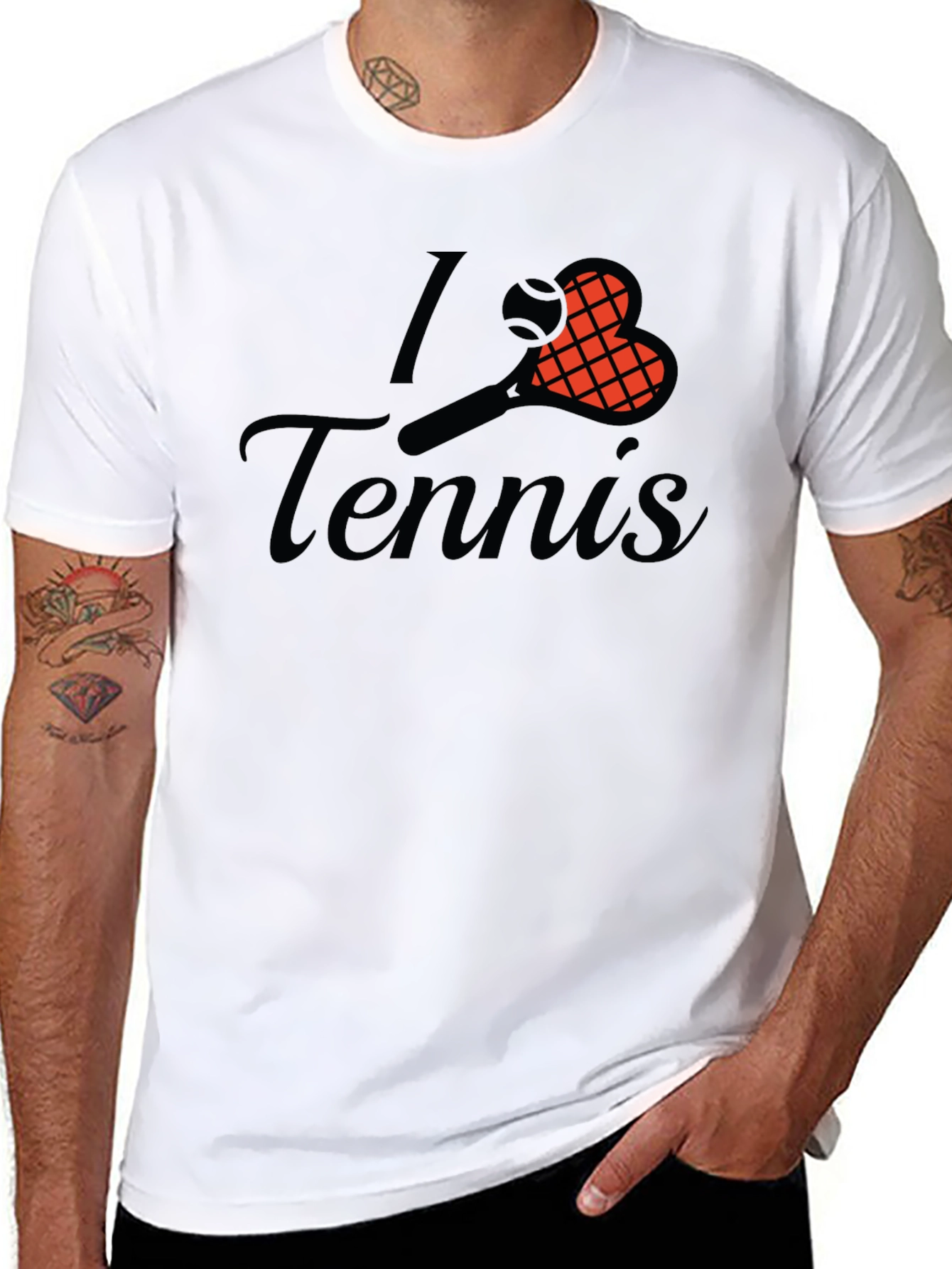 Black I Love Tennis Graphic Tee - Sporty Casual Comfort view 8