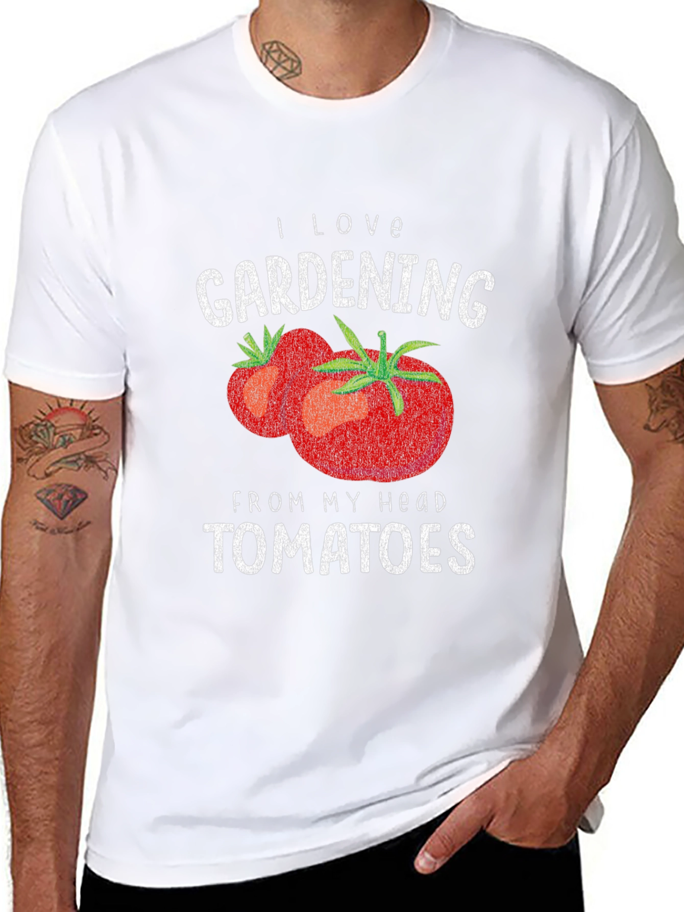 Black I Love Gardening From My Head Tomatoes Graphic T-Shirt view 8