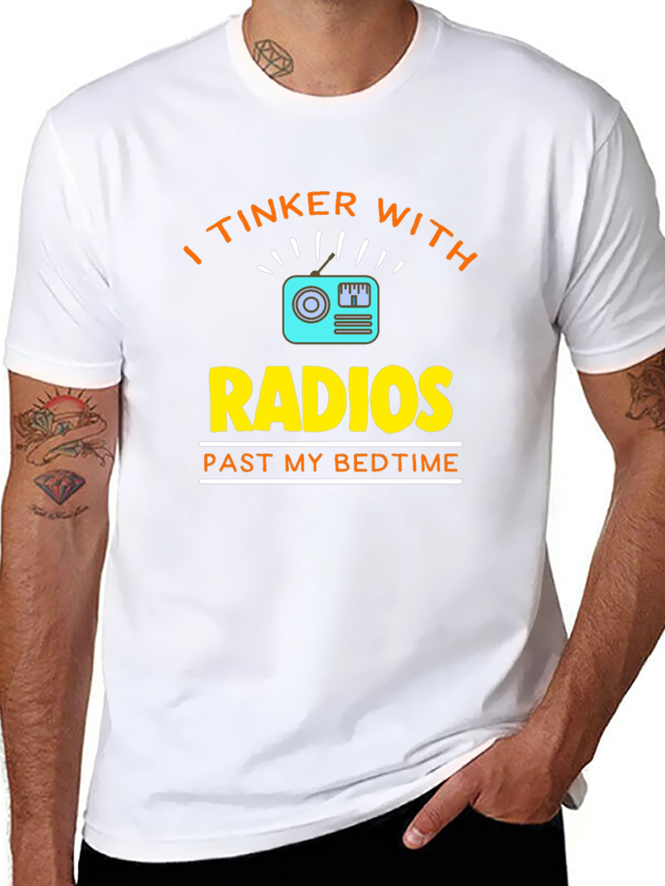 Black I Tinker With Radios Black T-Shirt view 8