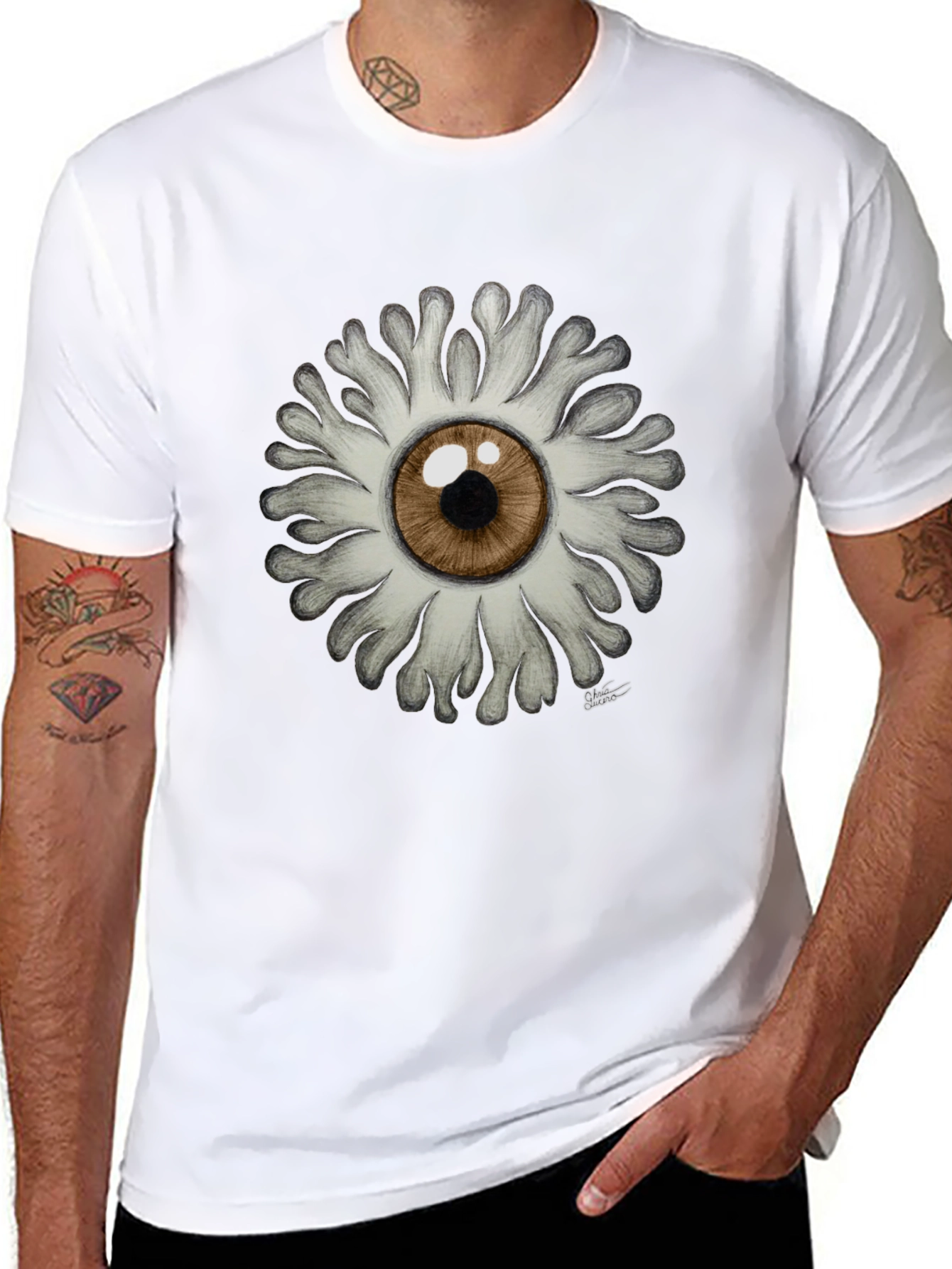 Black Eye Flower Graphic T-Shirt - Unique Design! view 8