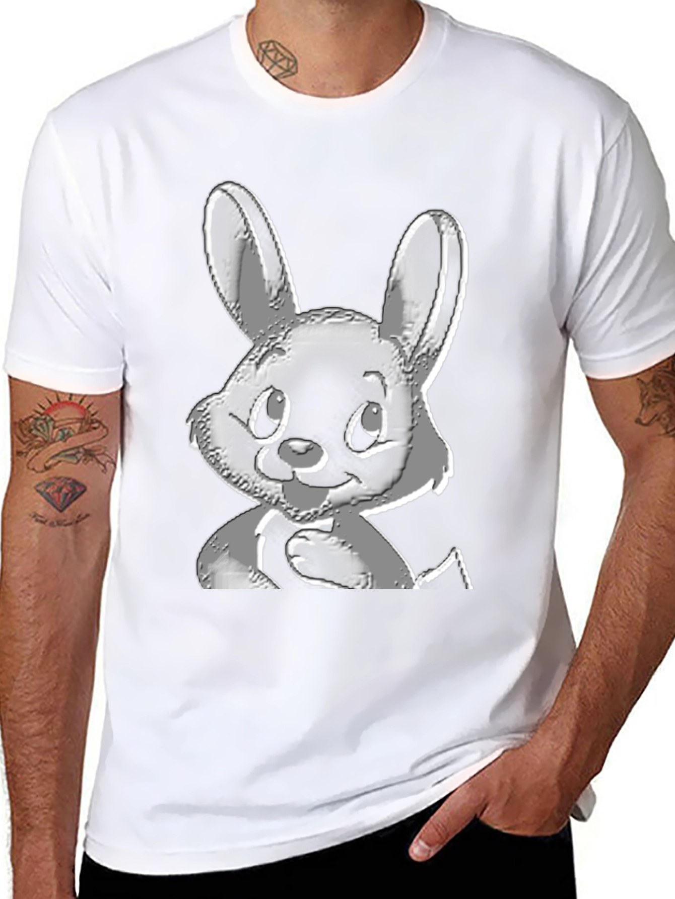 Black Bunny Graphic Black T-Shirt view 8