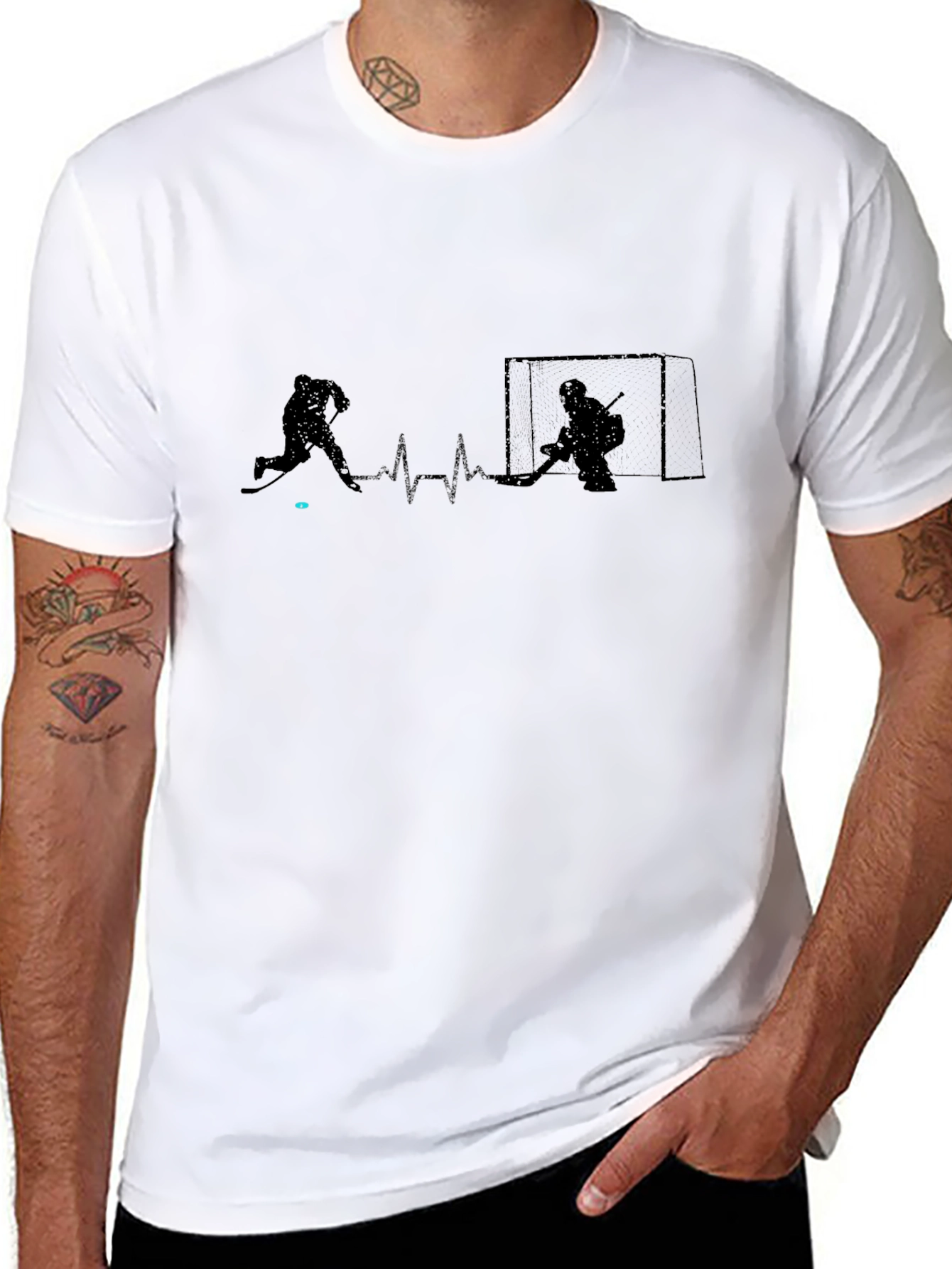 Black Hockey Heartbeat Graphic Tee - Passion on Display view 8