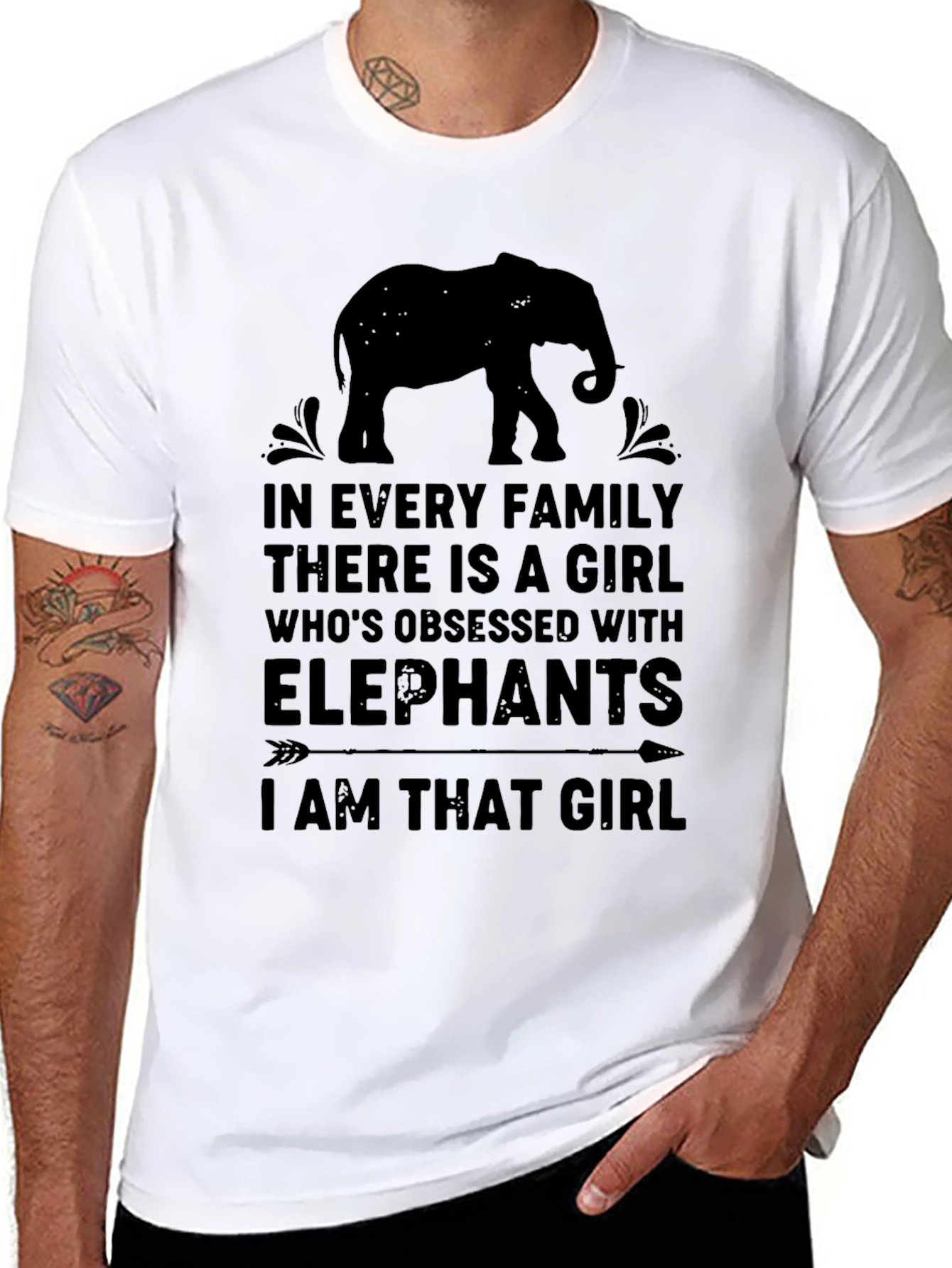 Black Elephant Obsessed Girl Graphic Tee - Black view 8