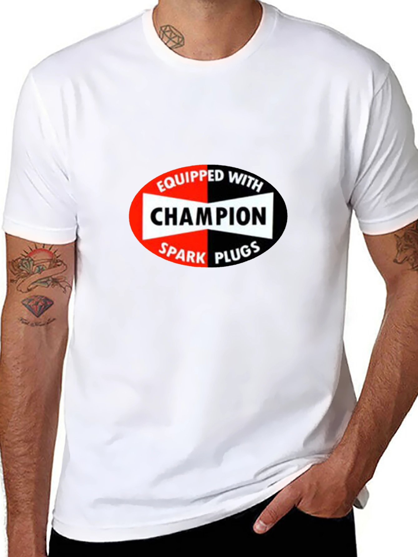 Black Champion Spark Plugs Graphic T-Shirt view 8