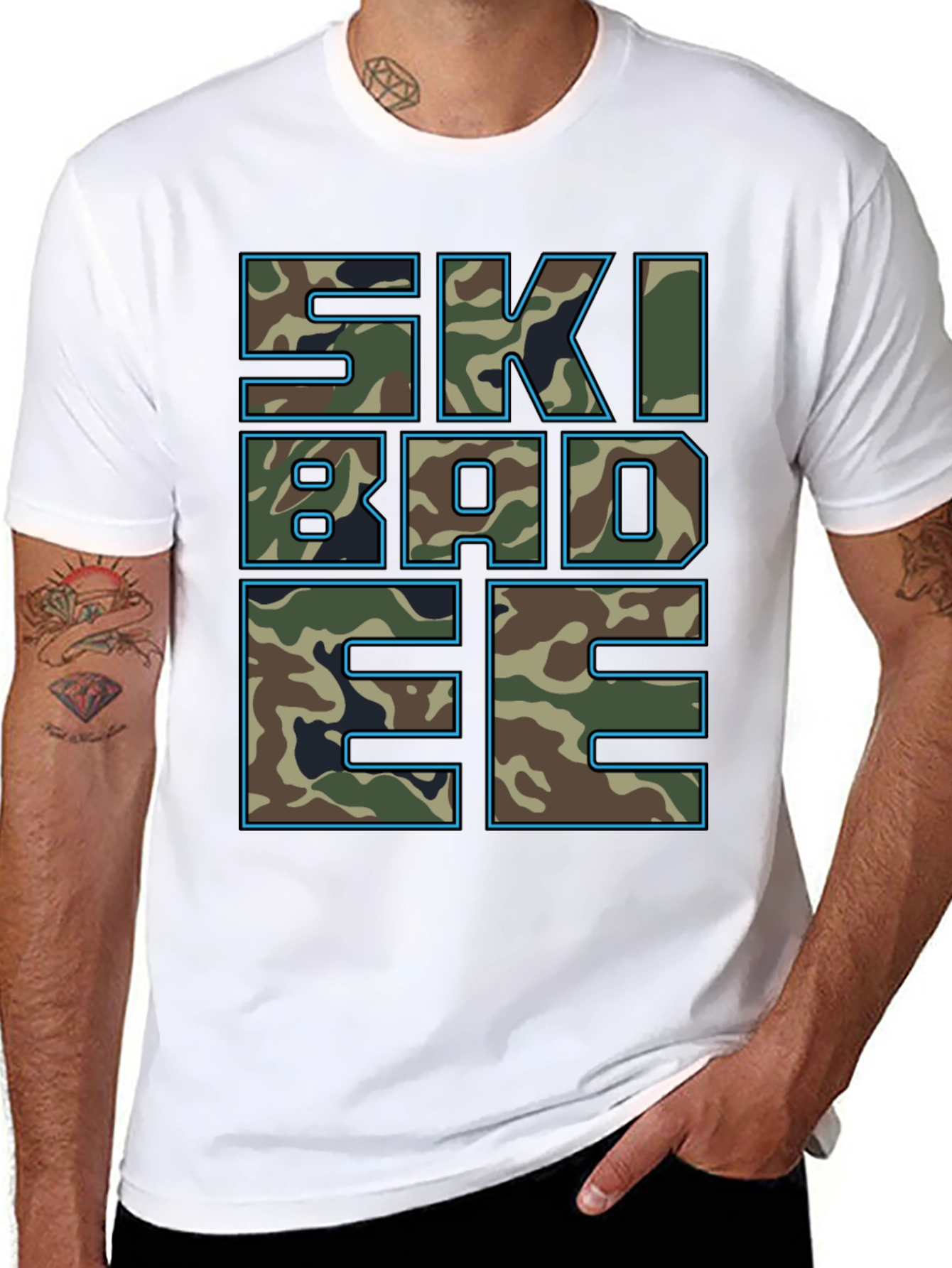 Black Skibadee Camo Graphic Tee - Cool Casual Style view 8
