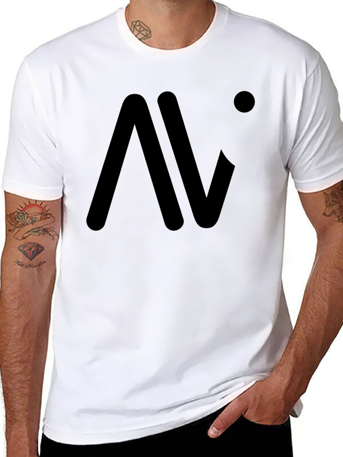 Black Modern Black Graphic Tee: AV Logo view 8