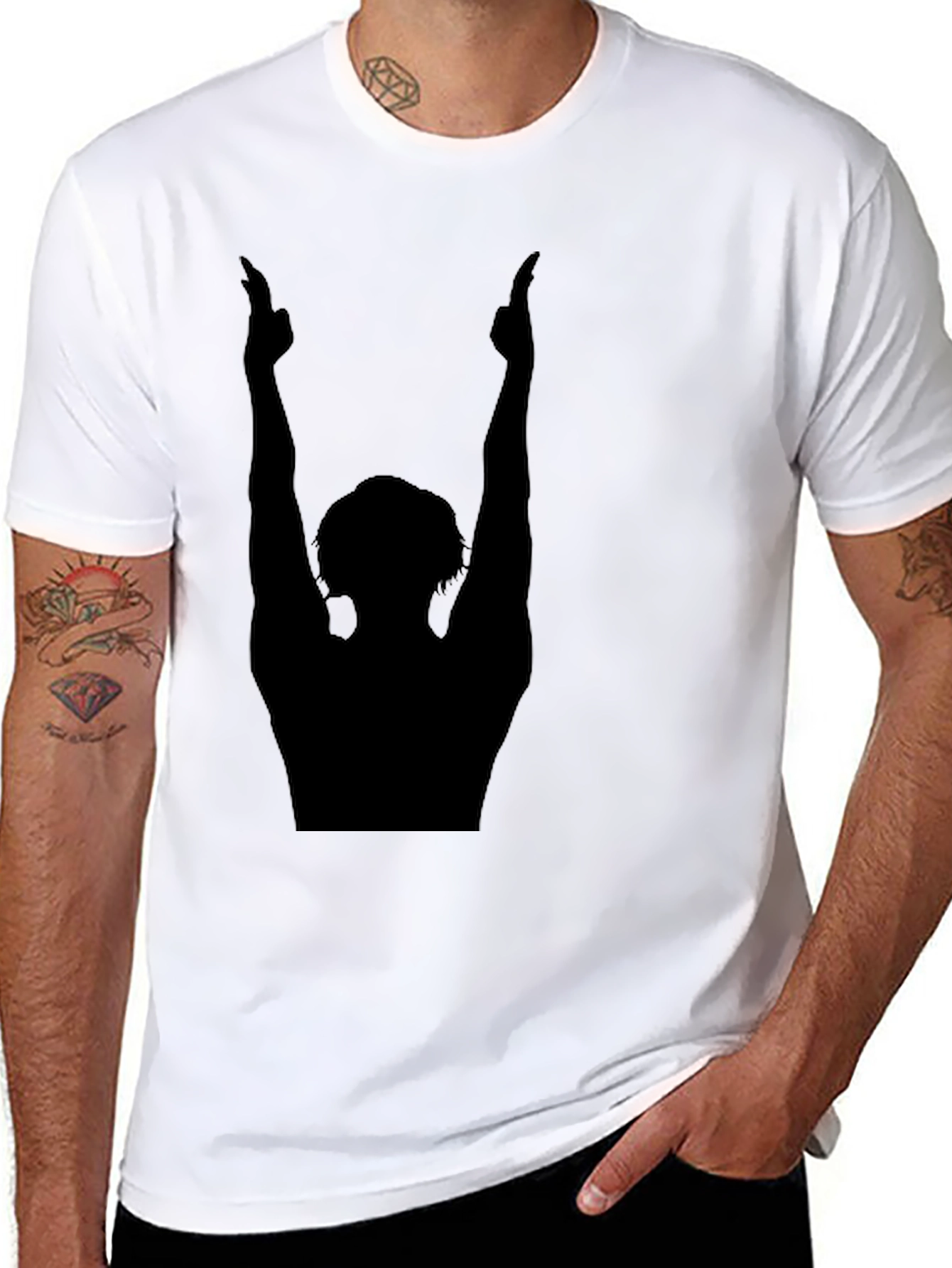 Black Silhouette Graphic Print Black Crew Neck Tee view 8