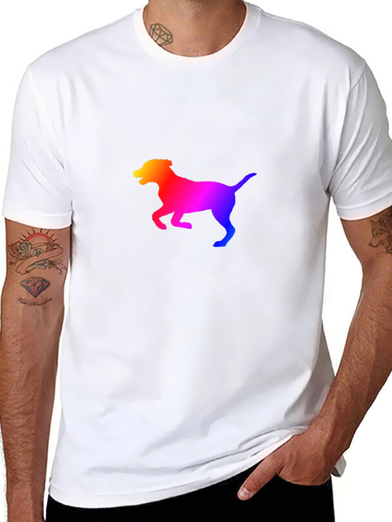 Black Rainbow Dog Silhouette Black T-Shirt view 8