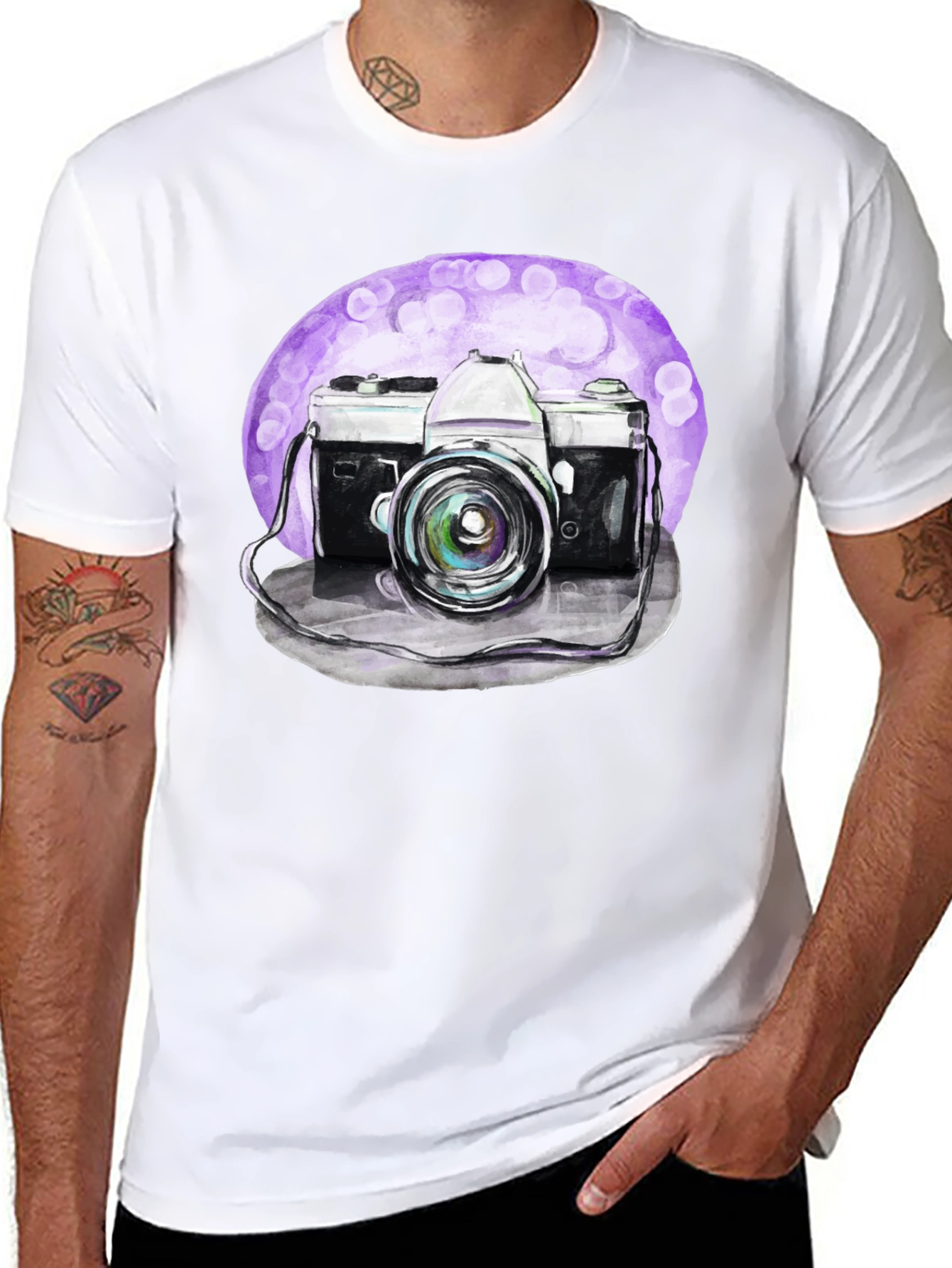 Black Vintage Camera Graphic Tee - Artistic Design view 8