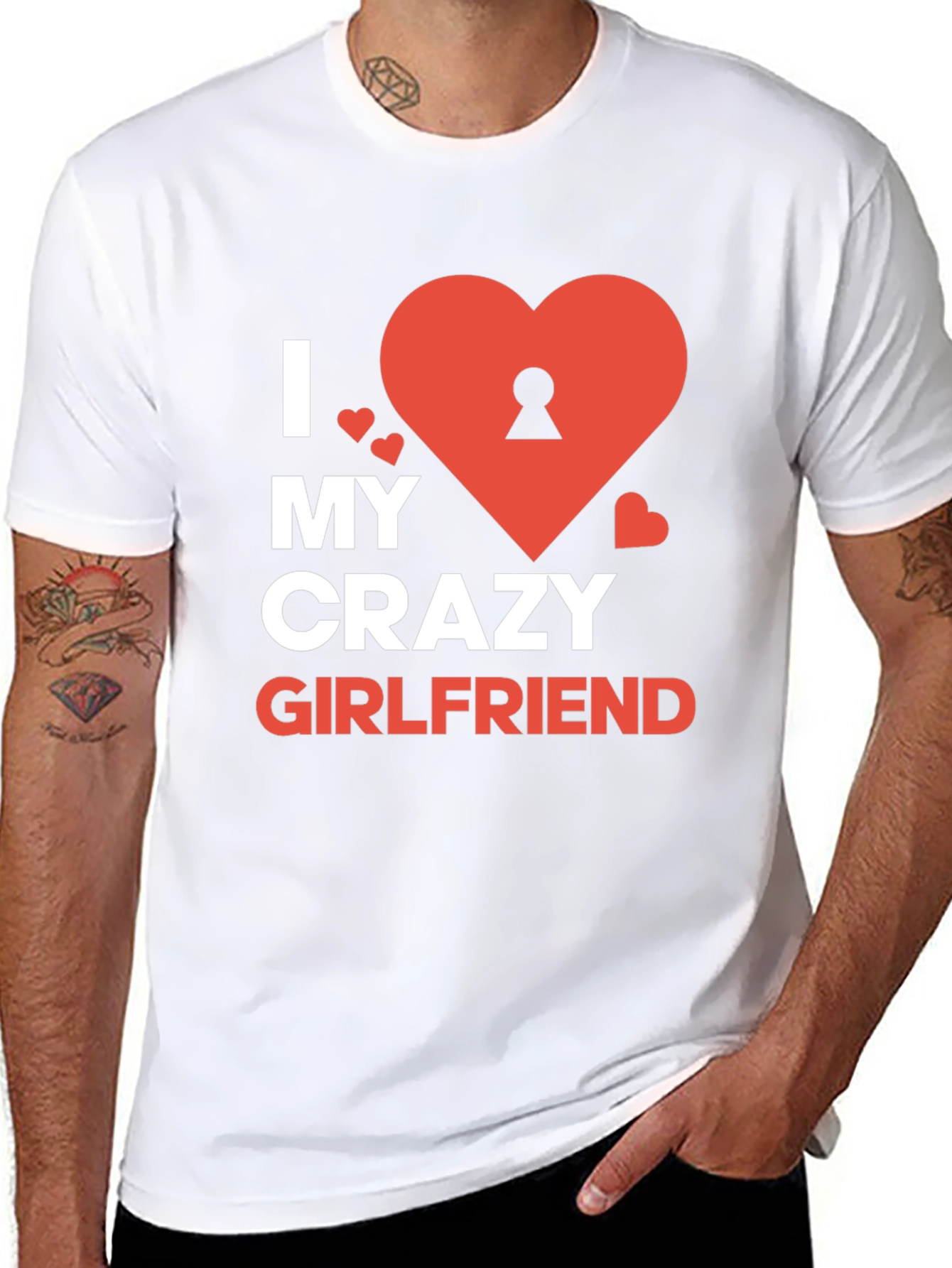Black I Love My Crazy Girlfriend Graphic Tee - Novelty Heart Design view 8