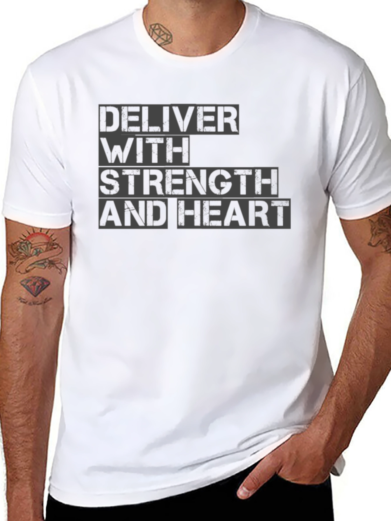 Black Deliver with Strength and Heart T-Shirt view 8