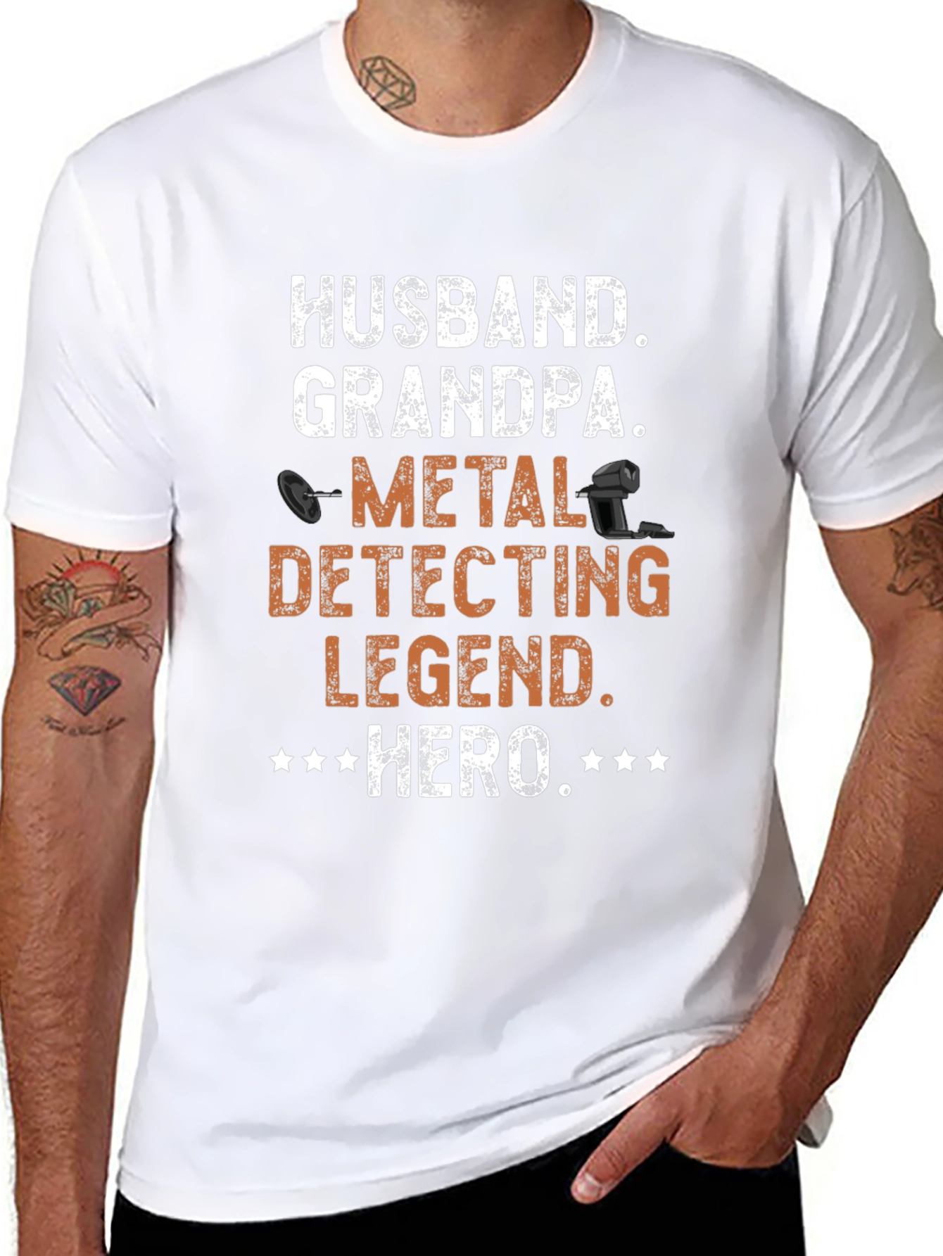 Black Husband Grandpa Metal Detecting Legend Hero T-Shirt view 8
