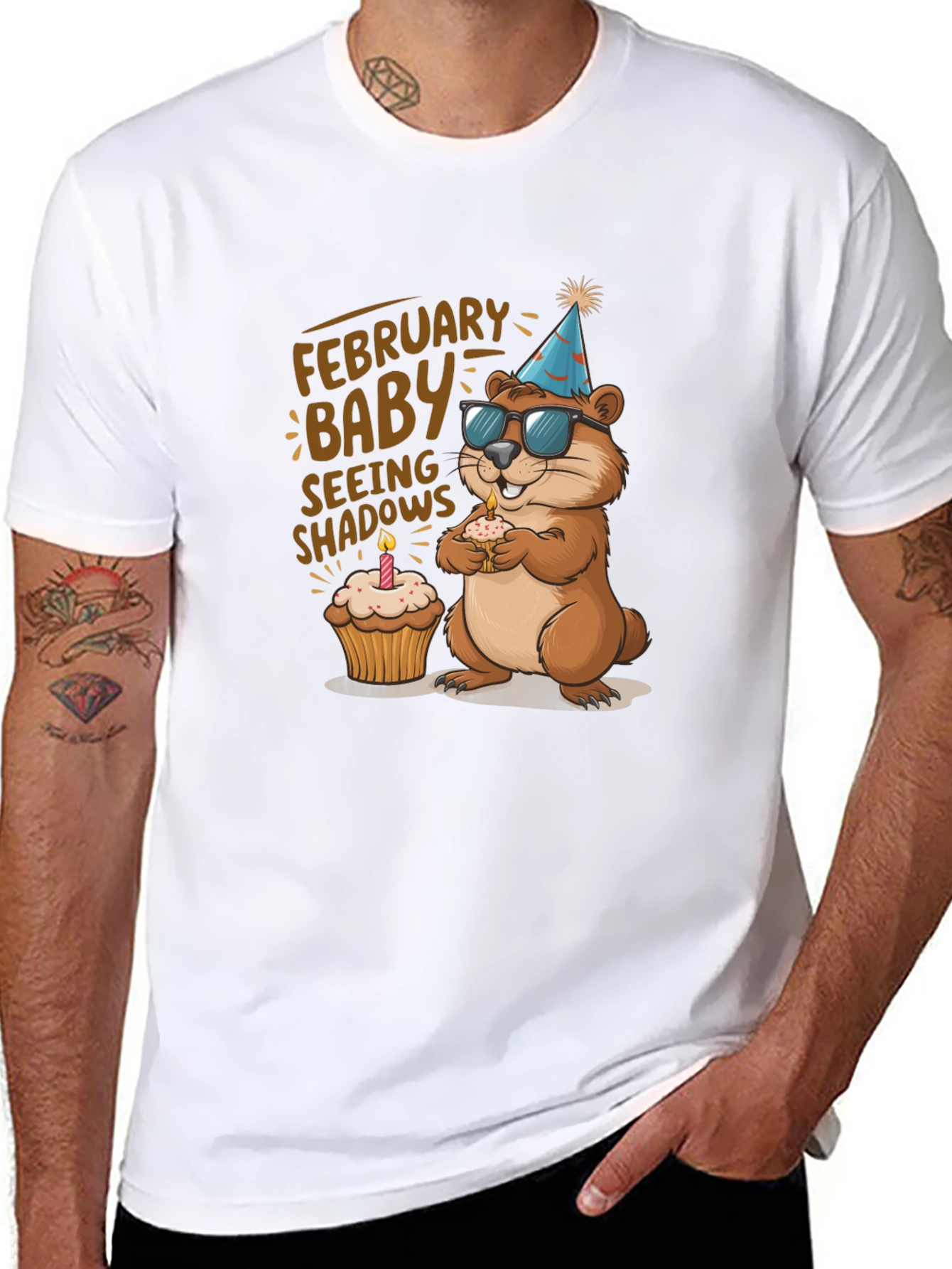 Black February Baby Groundhog T-Shirt view 8