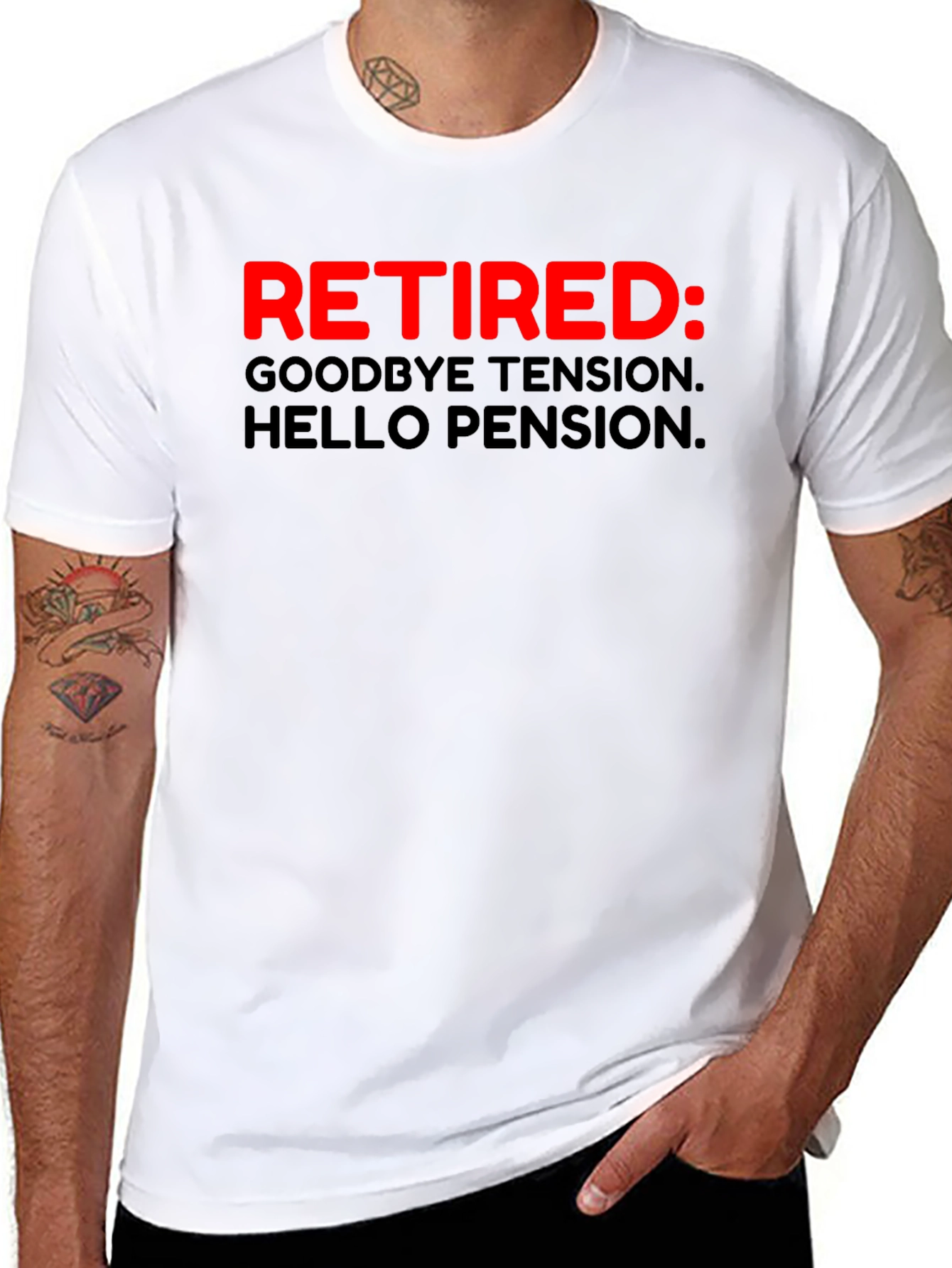 Black Retired: Goodbye Tension, Hello Pension T-Shirt view 8