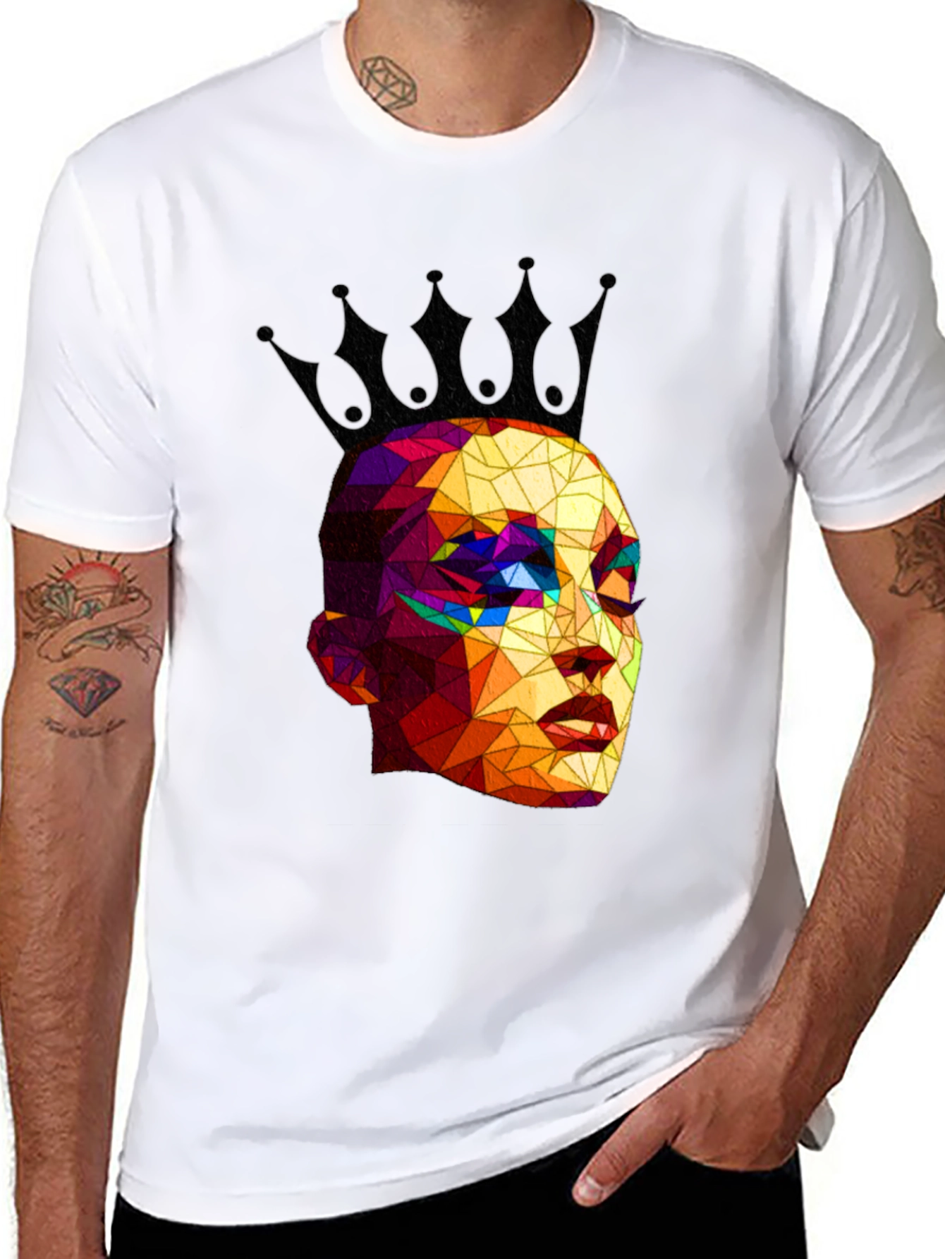 Black Geometric Queen Black T-Shirt view 8