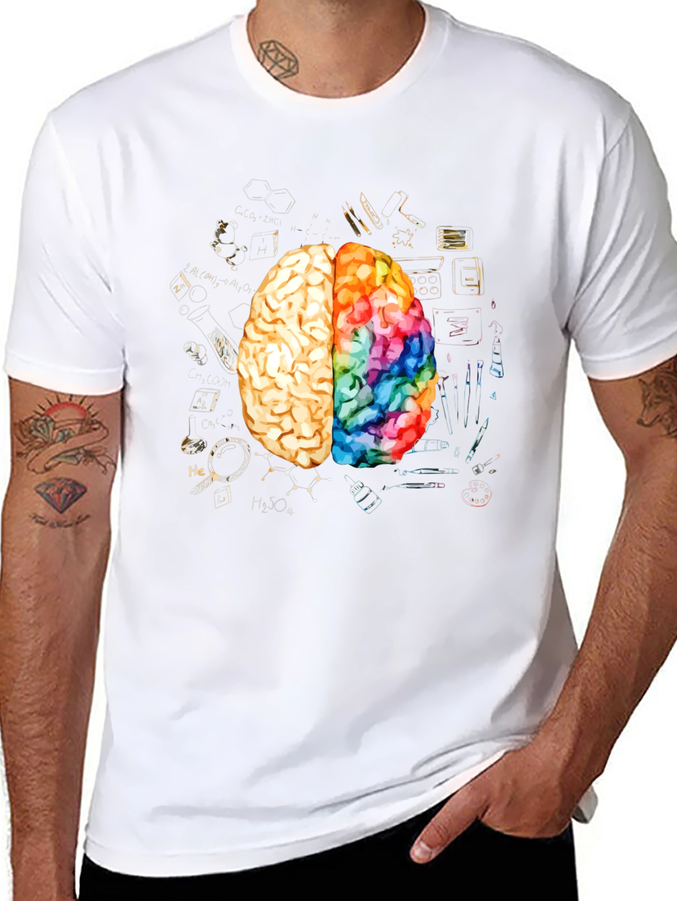 Black Creative Brain Graphic Tee - Artistic Mind T-Shirt view 8