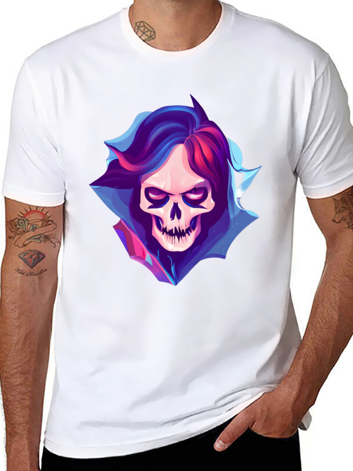 Black Grim Reaper Skull Graphic Black T-Shirt view 8