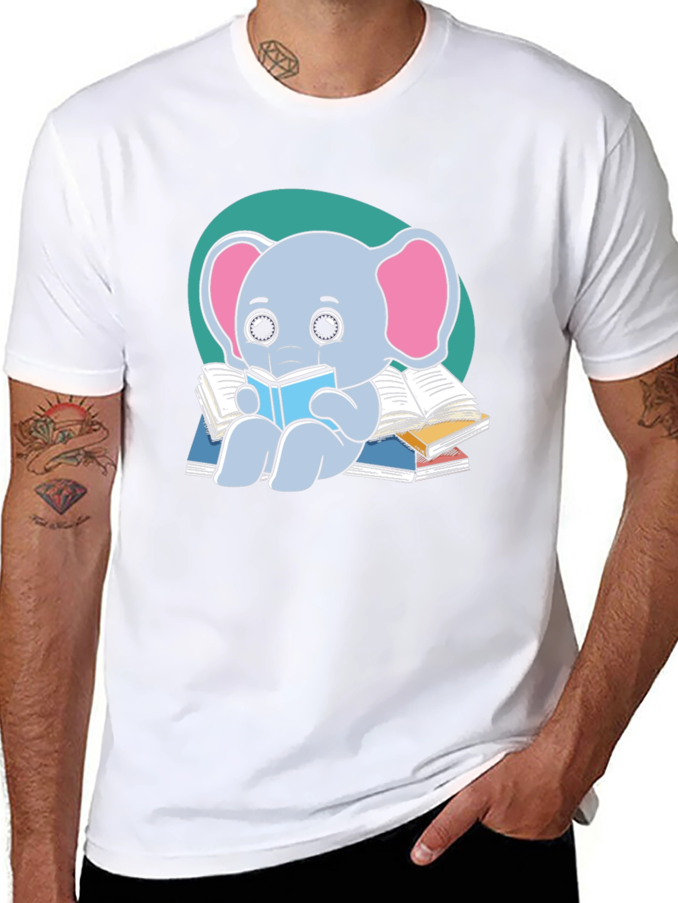Black Reading Elephant T-Shirt view 8