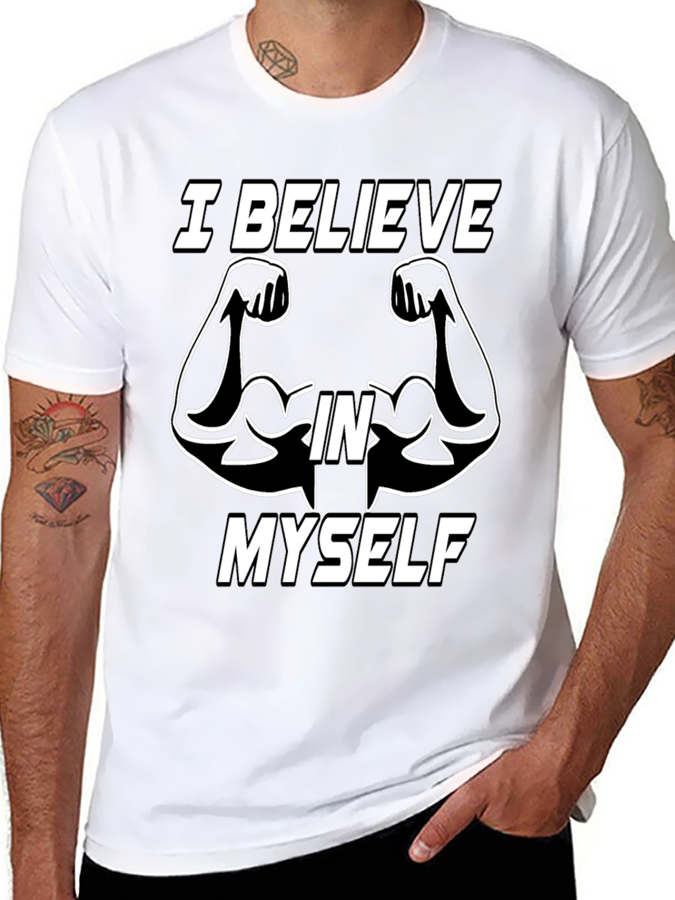 Black Believe In Myself Graphic Tee - Black view 8
