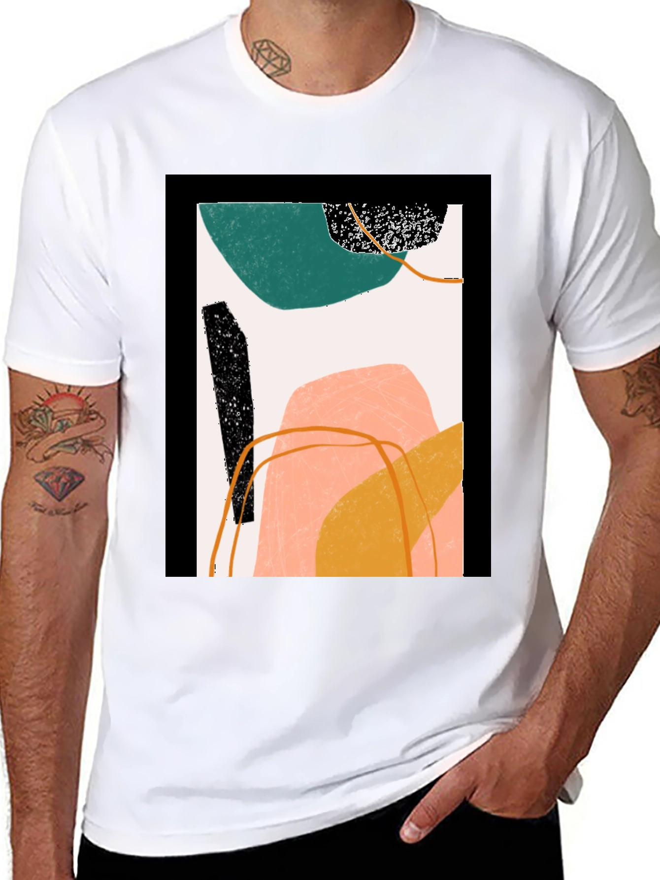 Black Abstract Art Graphic Tee - Modern Minimalist Design view 8