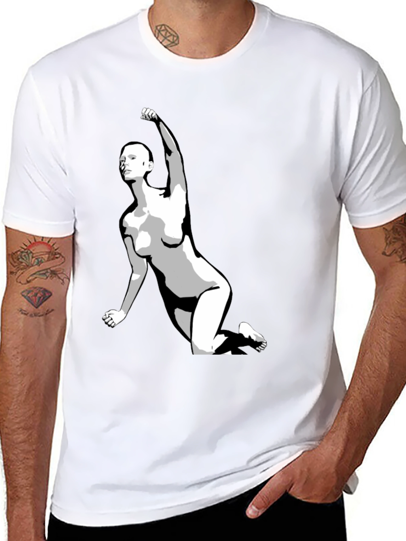 Black Bold Graphic Tee - Empowered Figure Design view 8