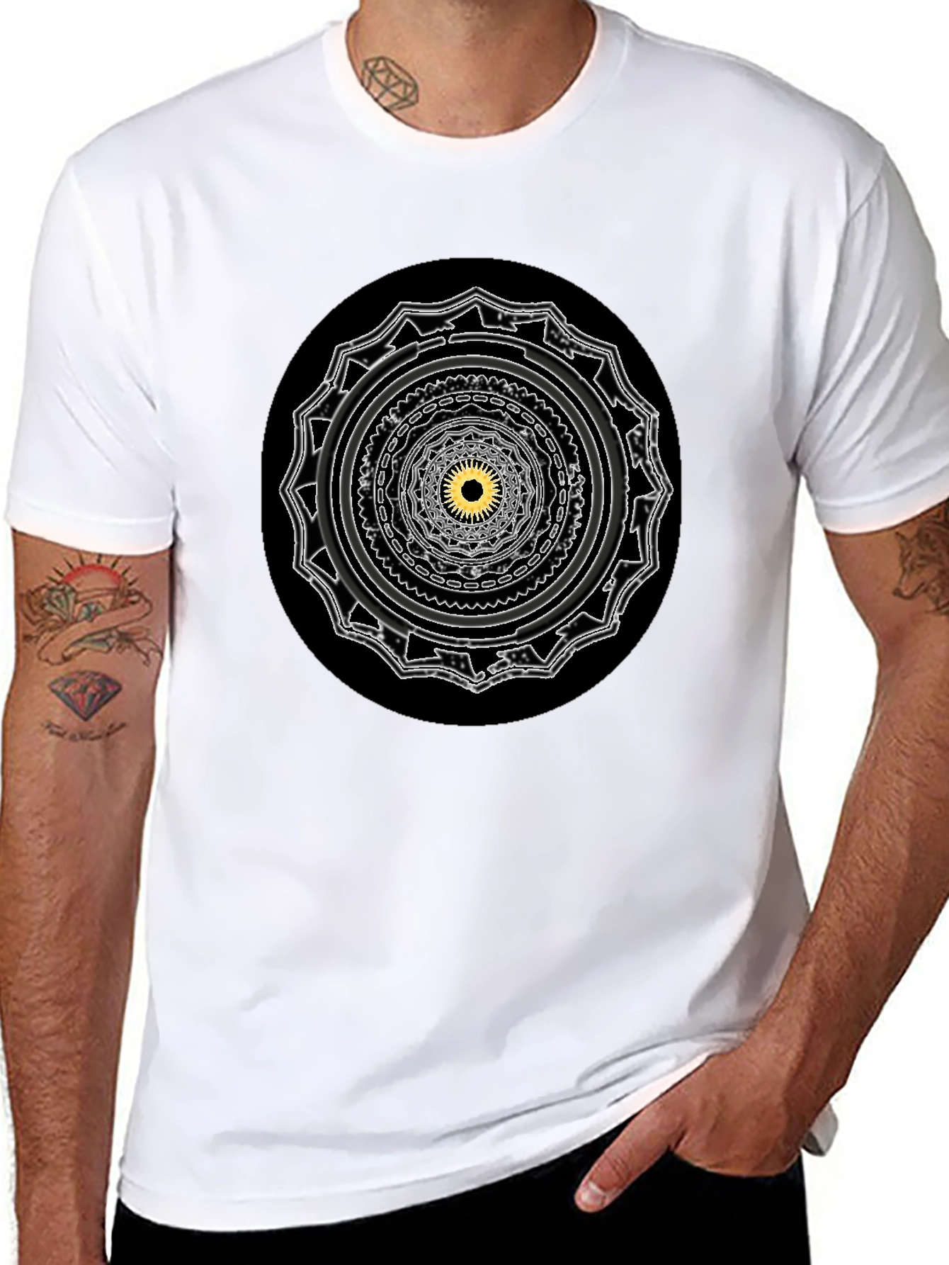 Black Mystic Mandala Black T-Shirt view 8