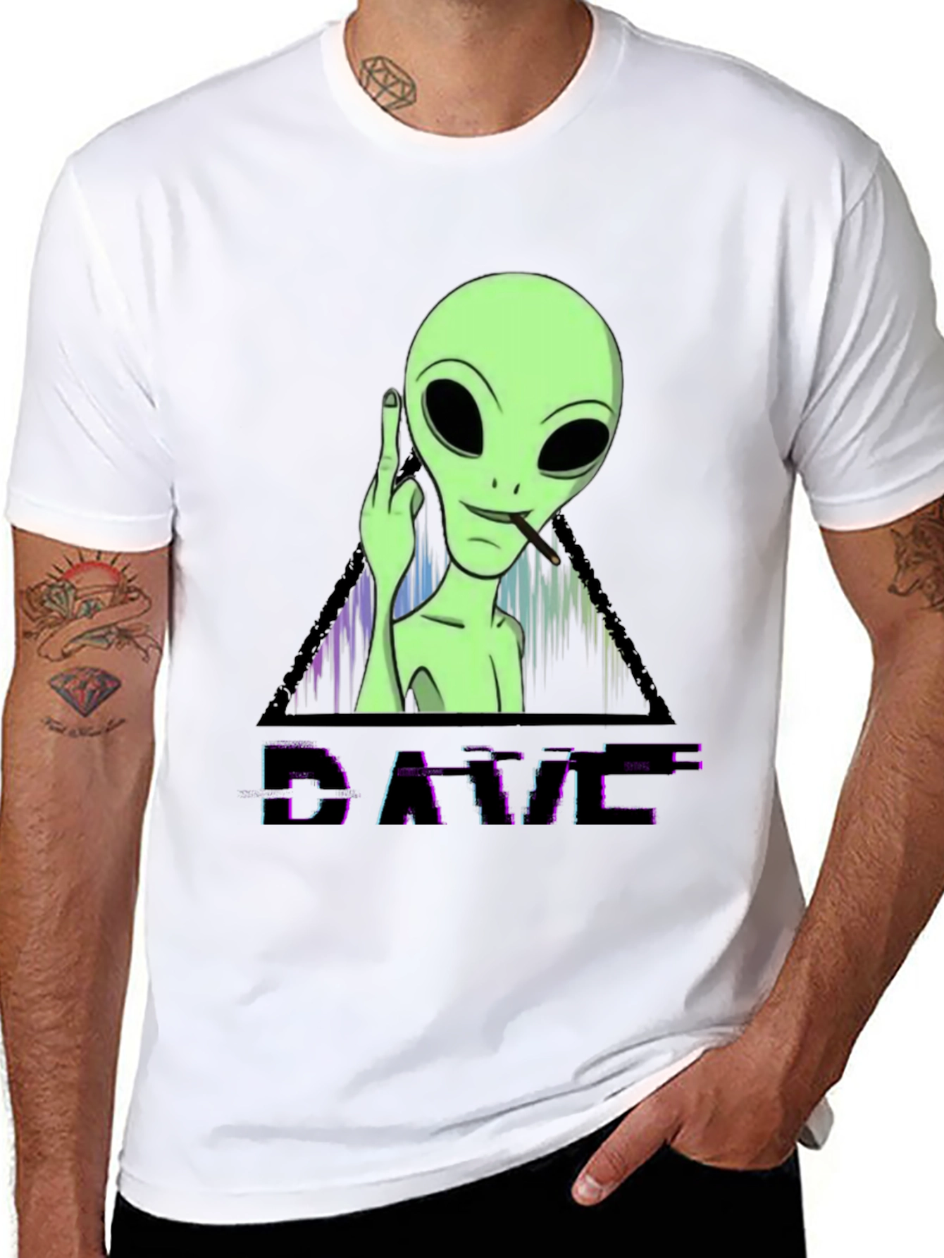 Black Cool Alien DAVE Graphic T-Shirt view 8