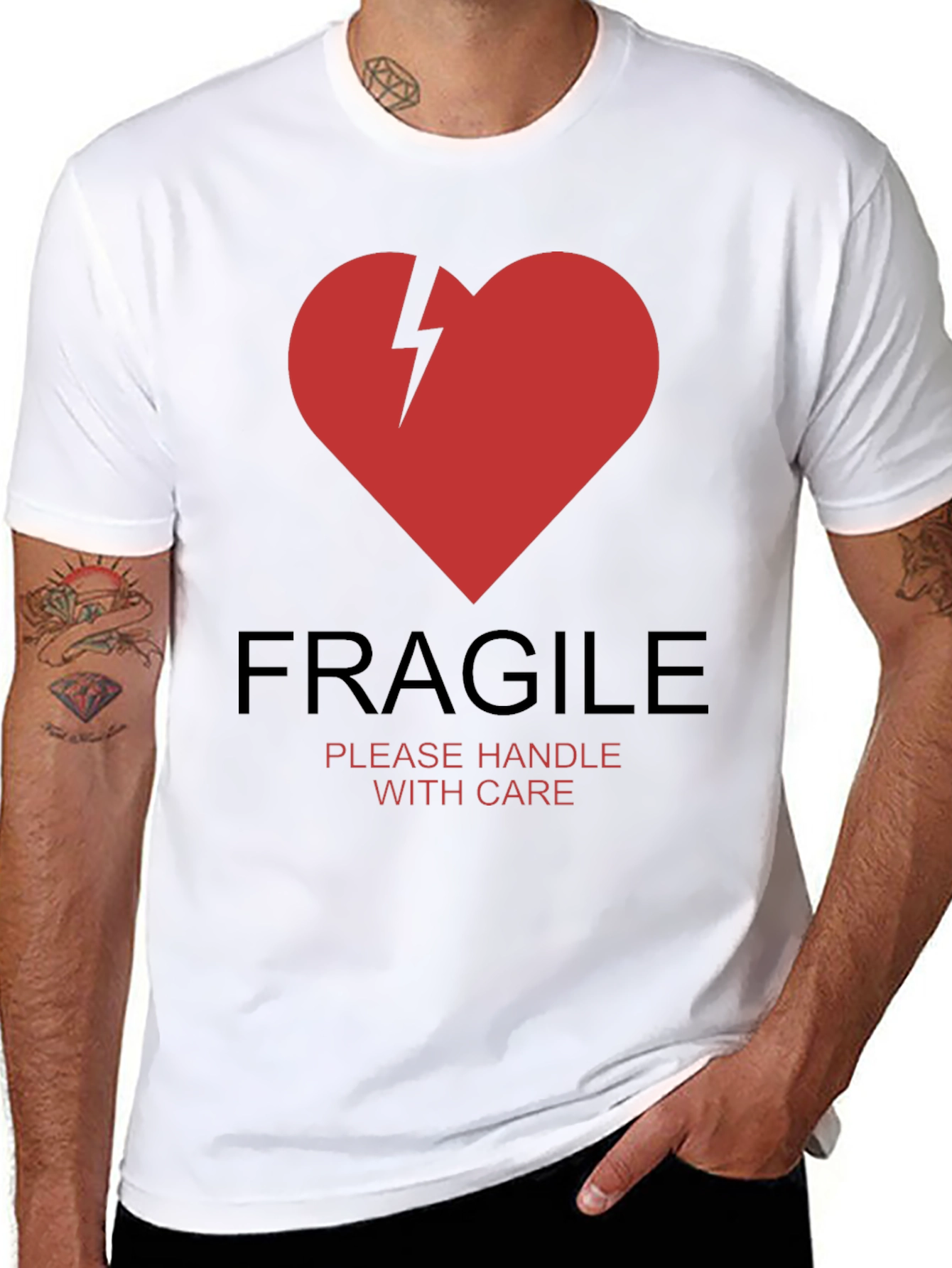 Black Fragile Heart Graphic T-Shirt - Handle With Care view 8