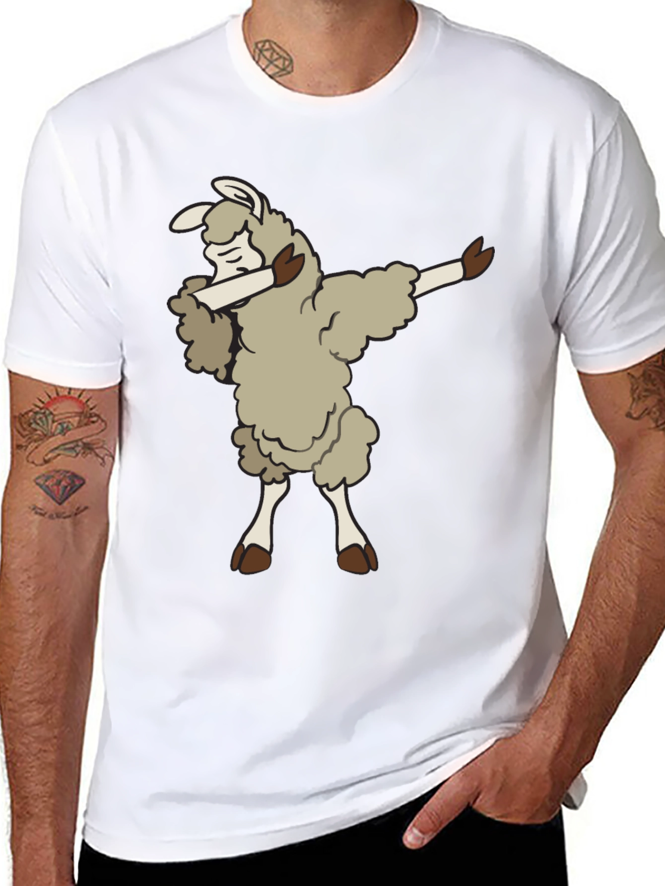 Black Dabbing Llama T-Shirt - Fun & Unique Design view 8