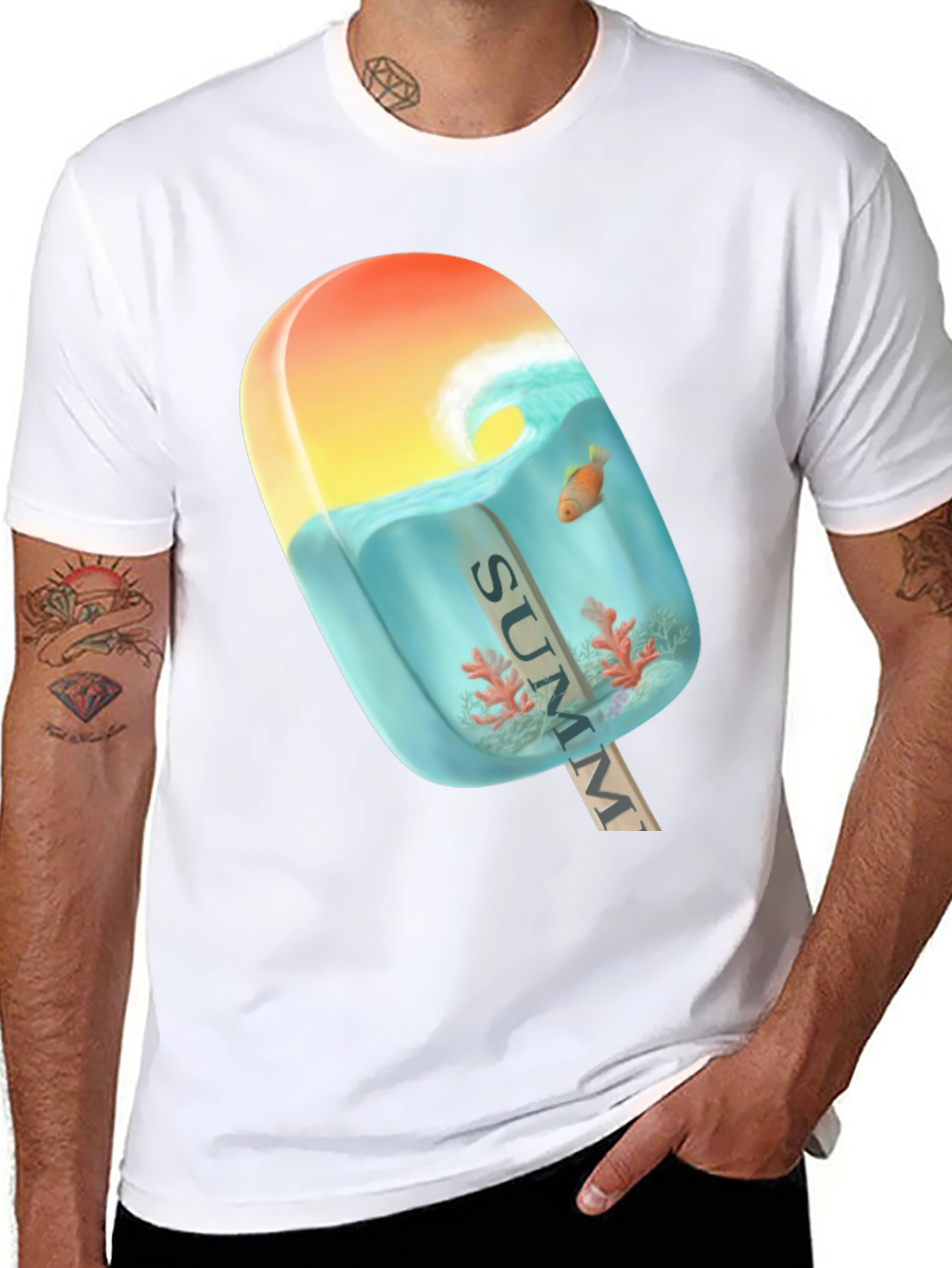 Black Summer Popsicle Graphic Tee - Beach Vibe T-Shirt view 8