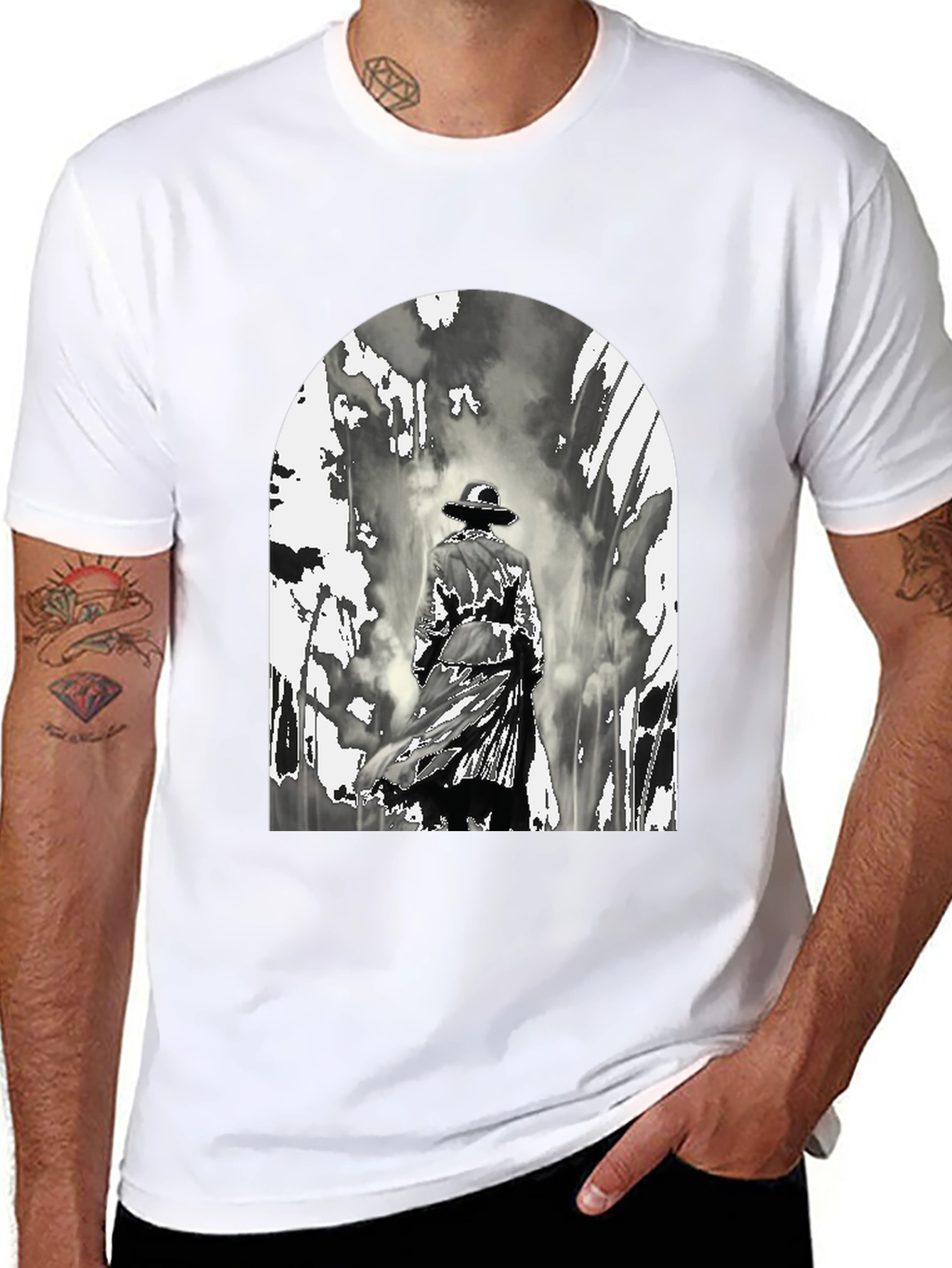 Black Noir Detective Graphic T-Shirt view 8