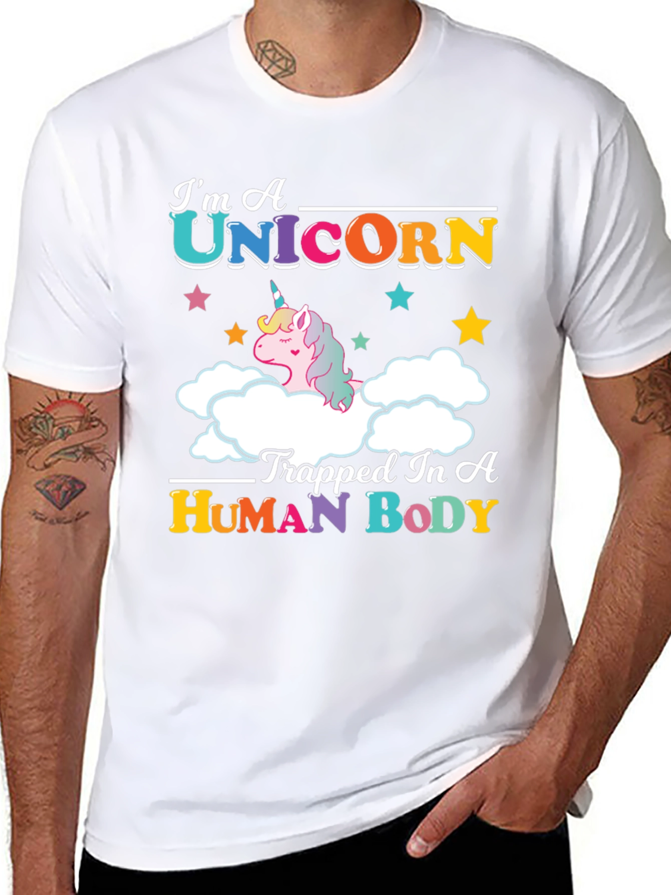 Black I'm A Unicorn Trapped In A Human Body T-Shirt view 8