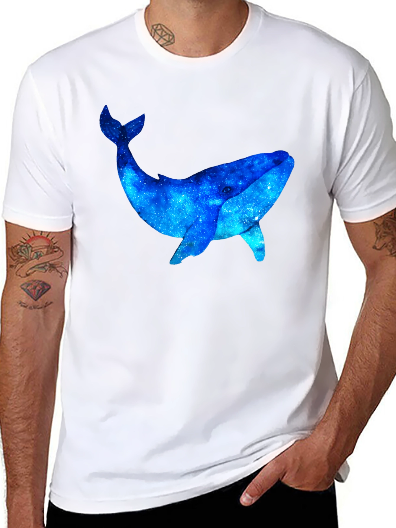 Black Cosmic Whale Graphic Black T-Shirt view 8