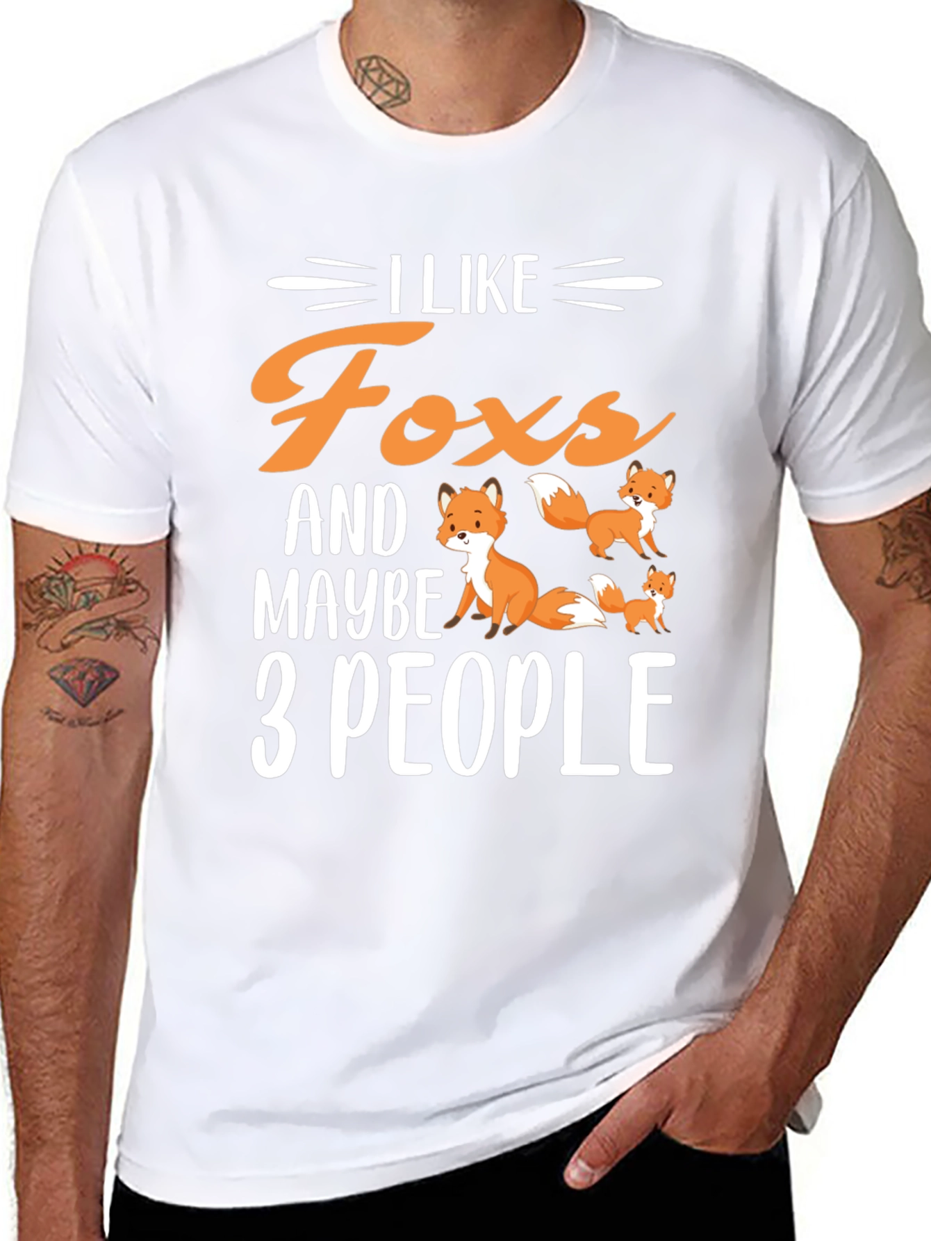 Black I Like Foxes & Maybe 3 People T-Shirt view 8