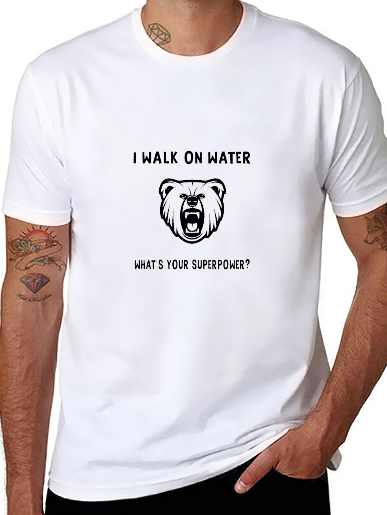 Black I Walk On Water T-Shirt - Funny Graphic Tee view 8