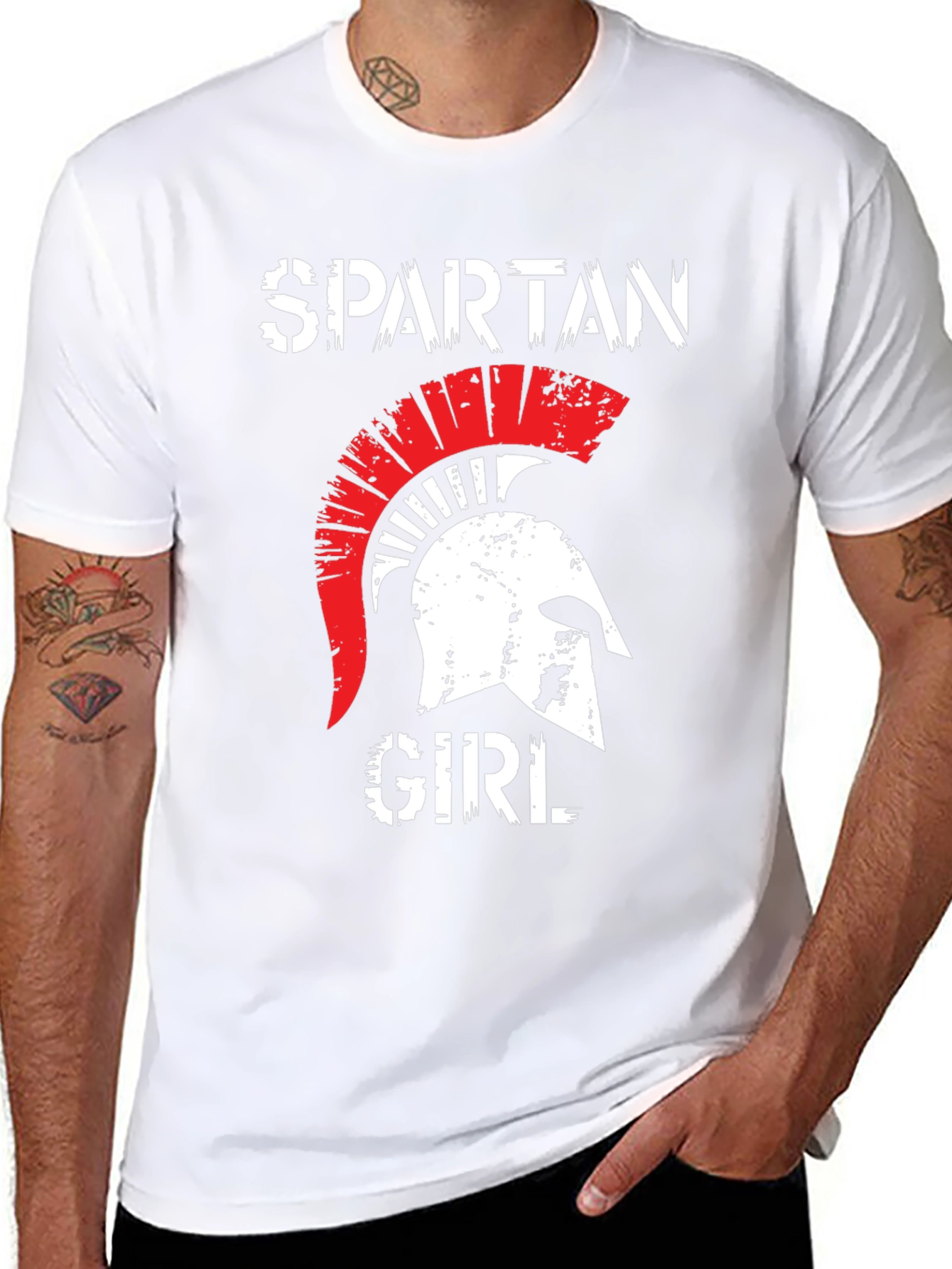 Black Spartan Girl Graphic T-Shirt view 8