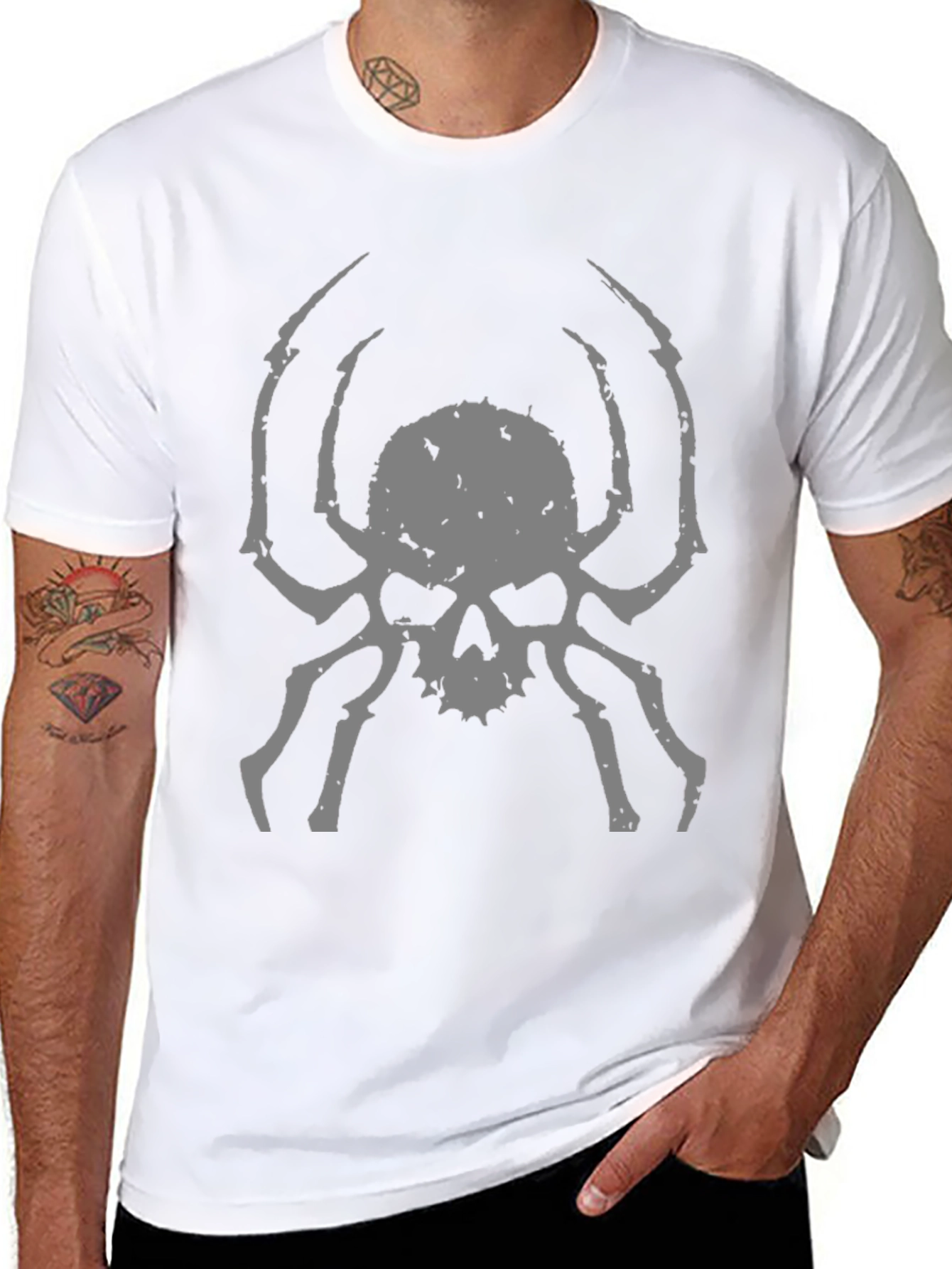Black Skull Spider Graphic Tee - Men's Black T-Shirt view 8