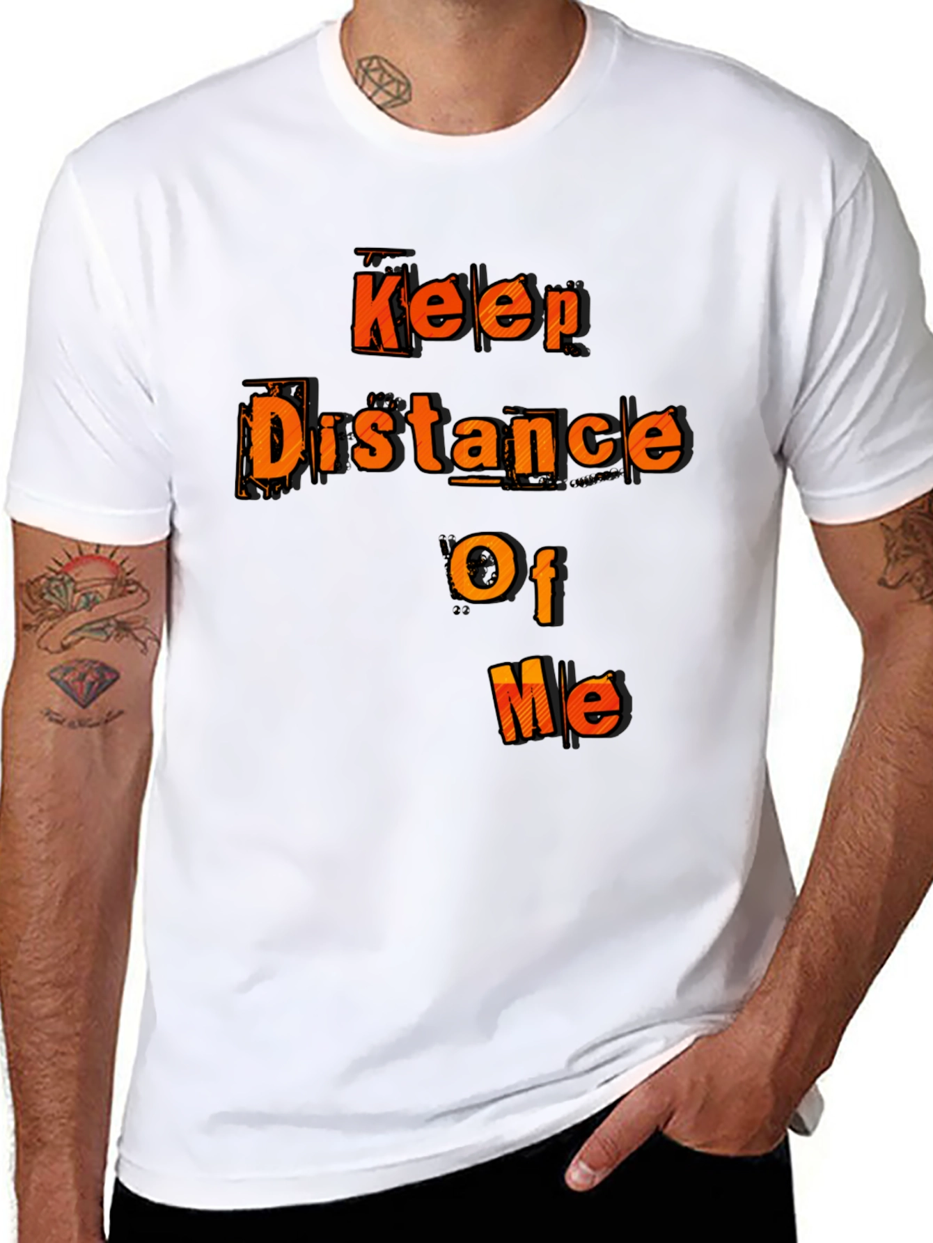 Black Keep Distance Of Me Novelty Graphic Tee view 8