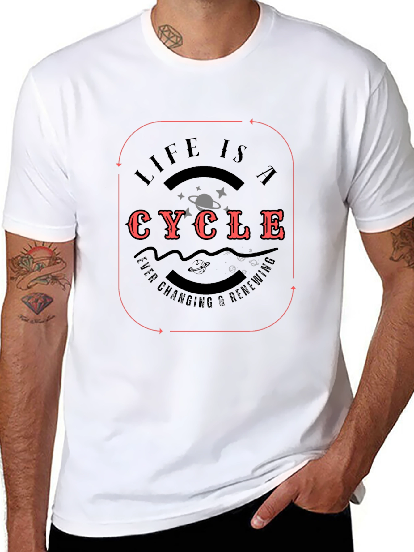 Black Life is a Cycle Graphic T-Shirt - Black Cotton Blend view 8