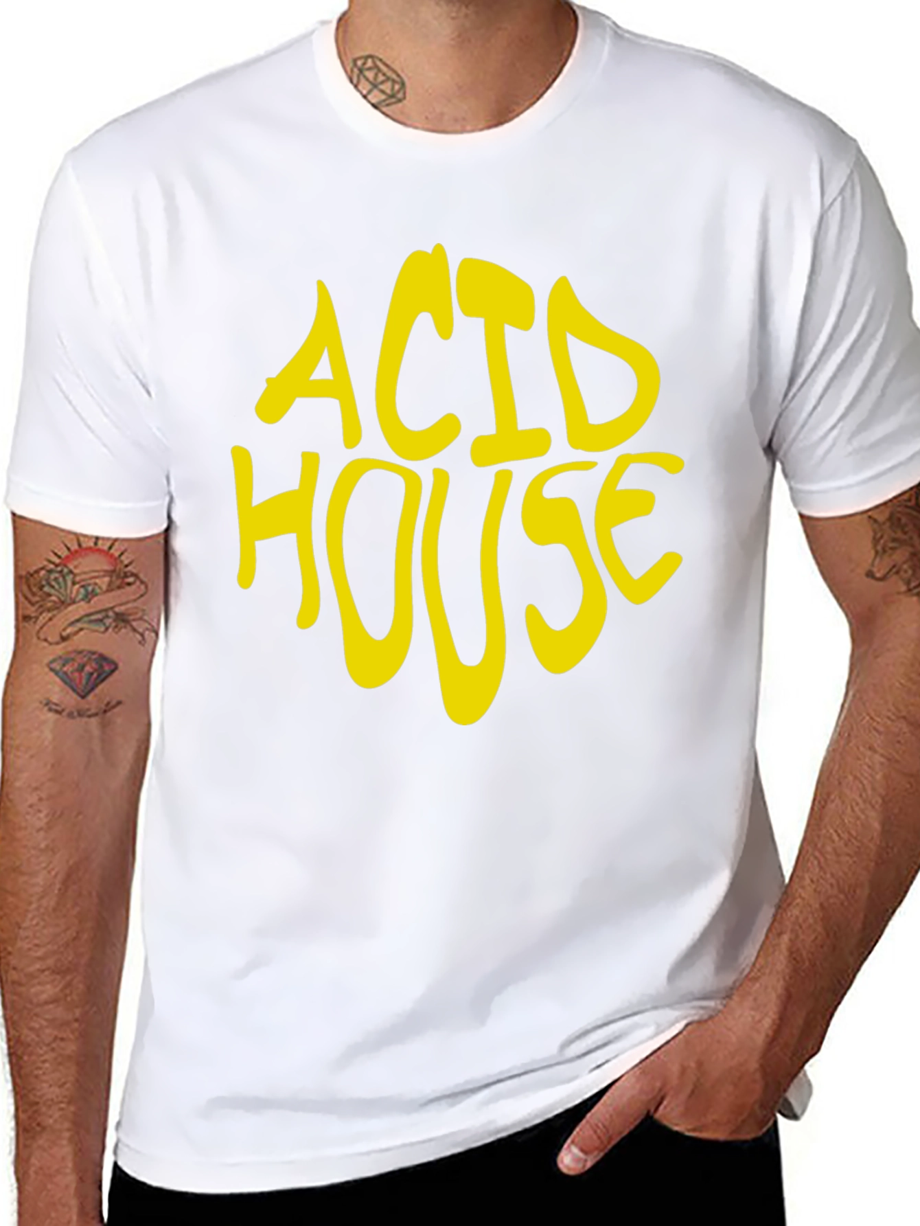 Black Acid House Graphic Tee - Vintage Rave T-Shirt view 8