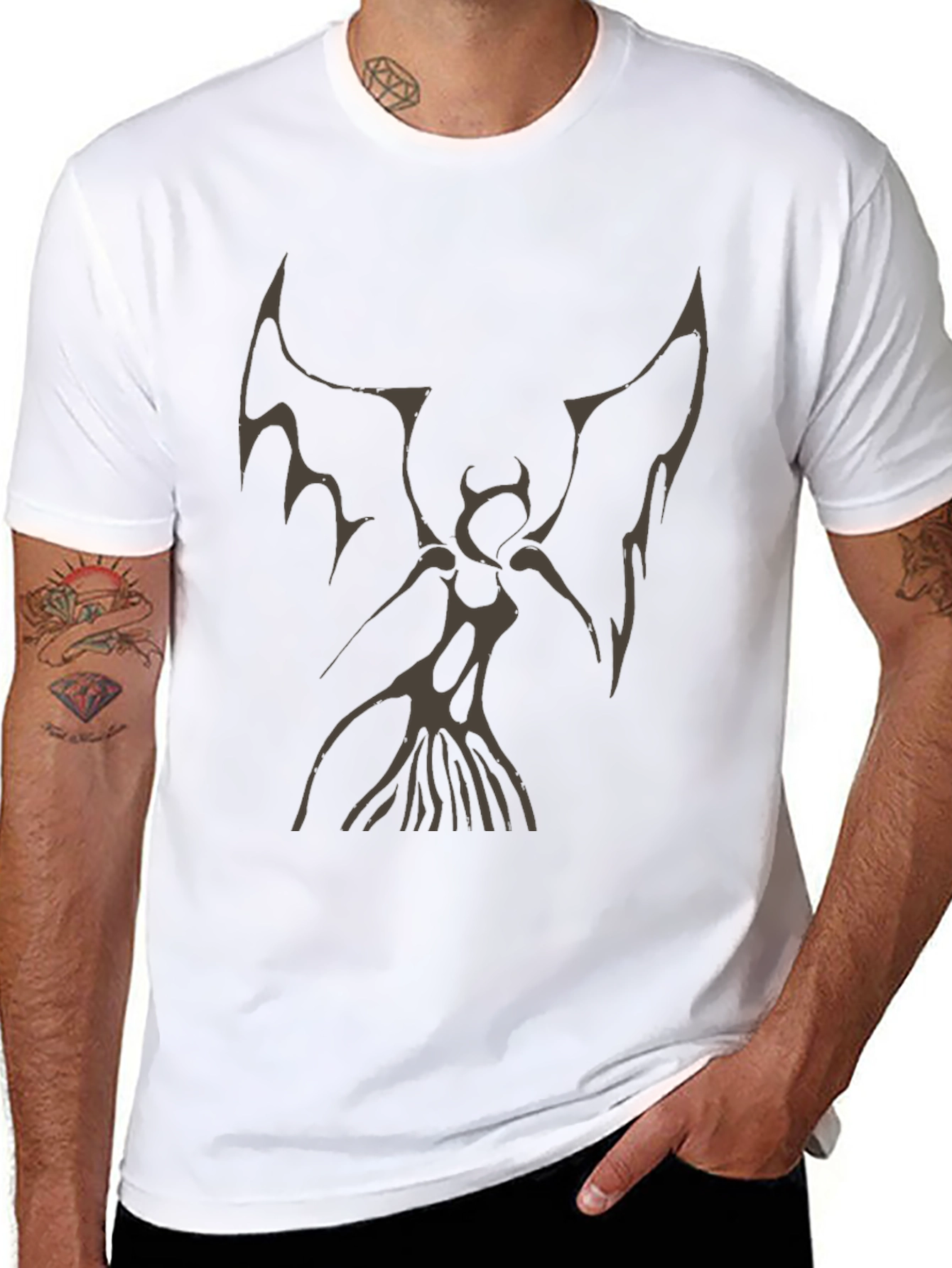 Black Dark Angel Graphic Print Tee view 8