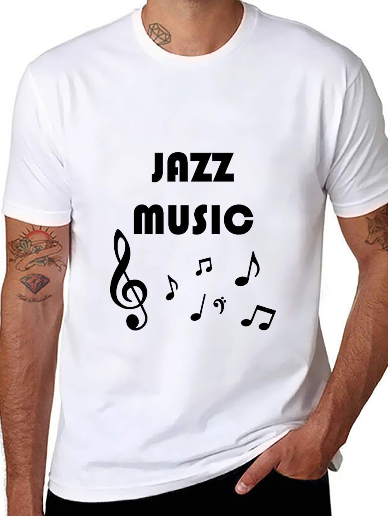 Black Jazz Music Graphic Tee - Black Cotton T-Shirt view 8